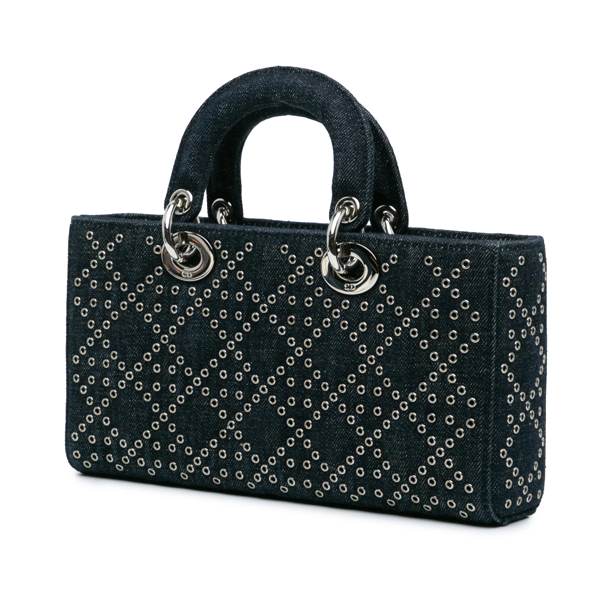 Dior | Pre-Owned Medium Denim Cannage Eyelet Lady D Joy | Blue/Navy - Image 3