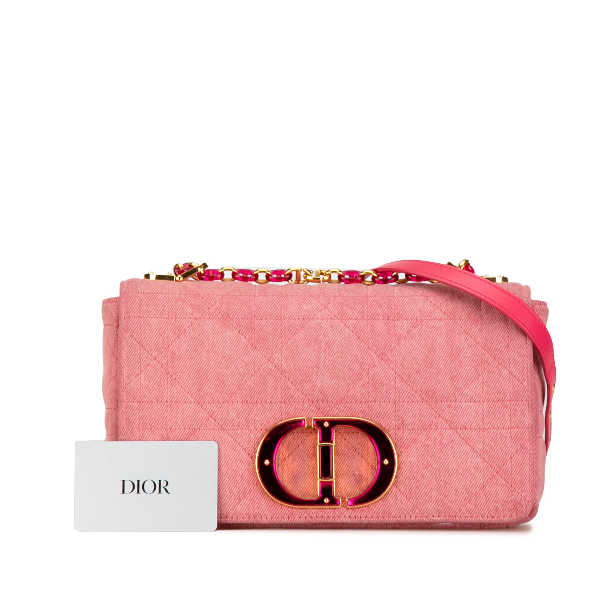 Dior | Pre-Owned Medium Denim Macrocannage Caro Bag | Pink - Image 11