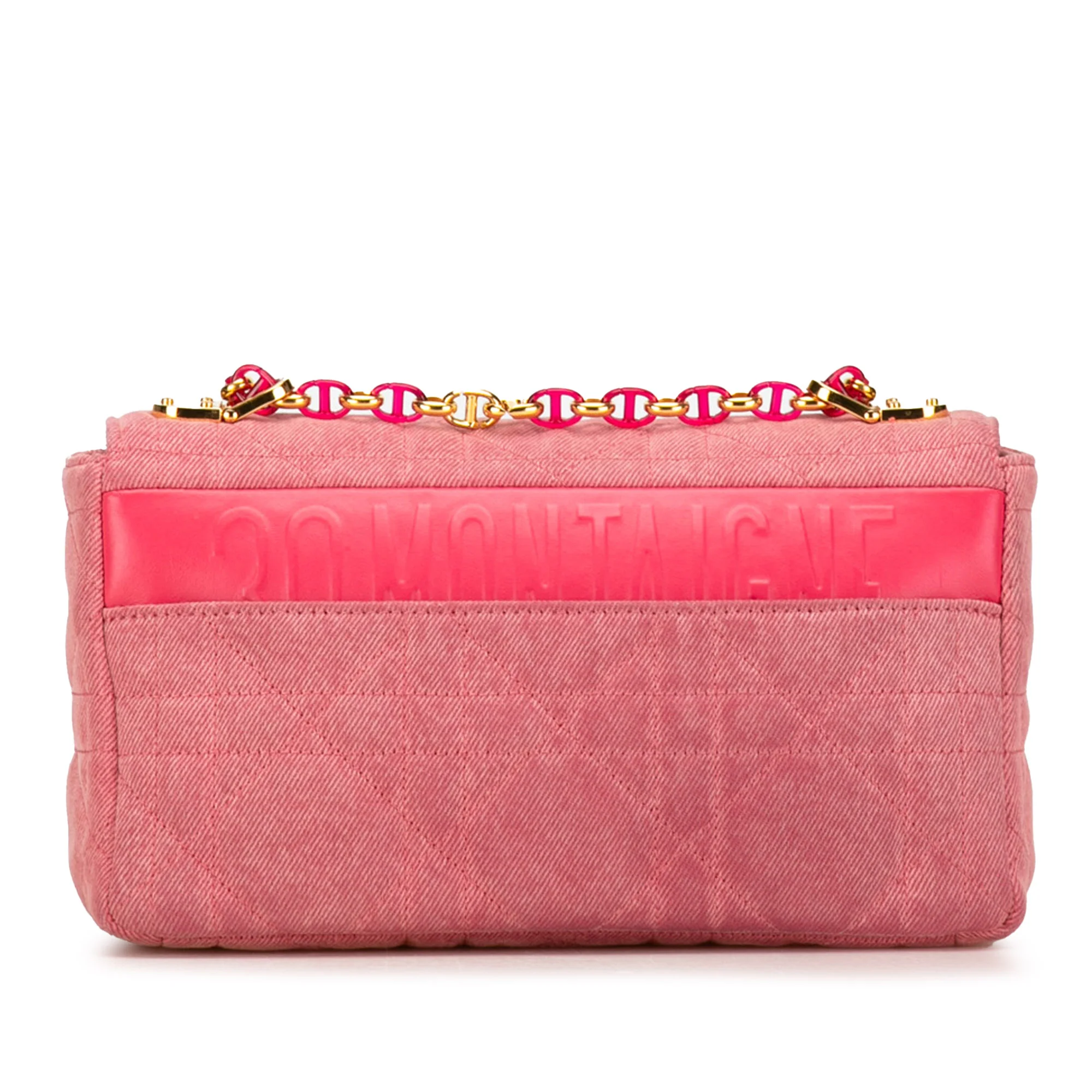 Dior | Pre-Owned Medium Denim Macrocannage Caro Bag | Pink - Image 4