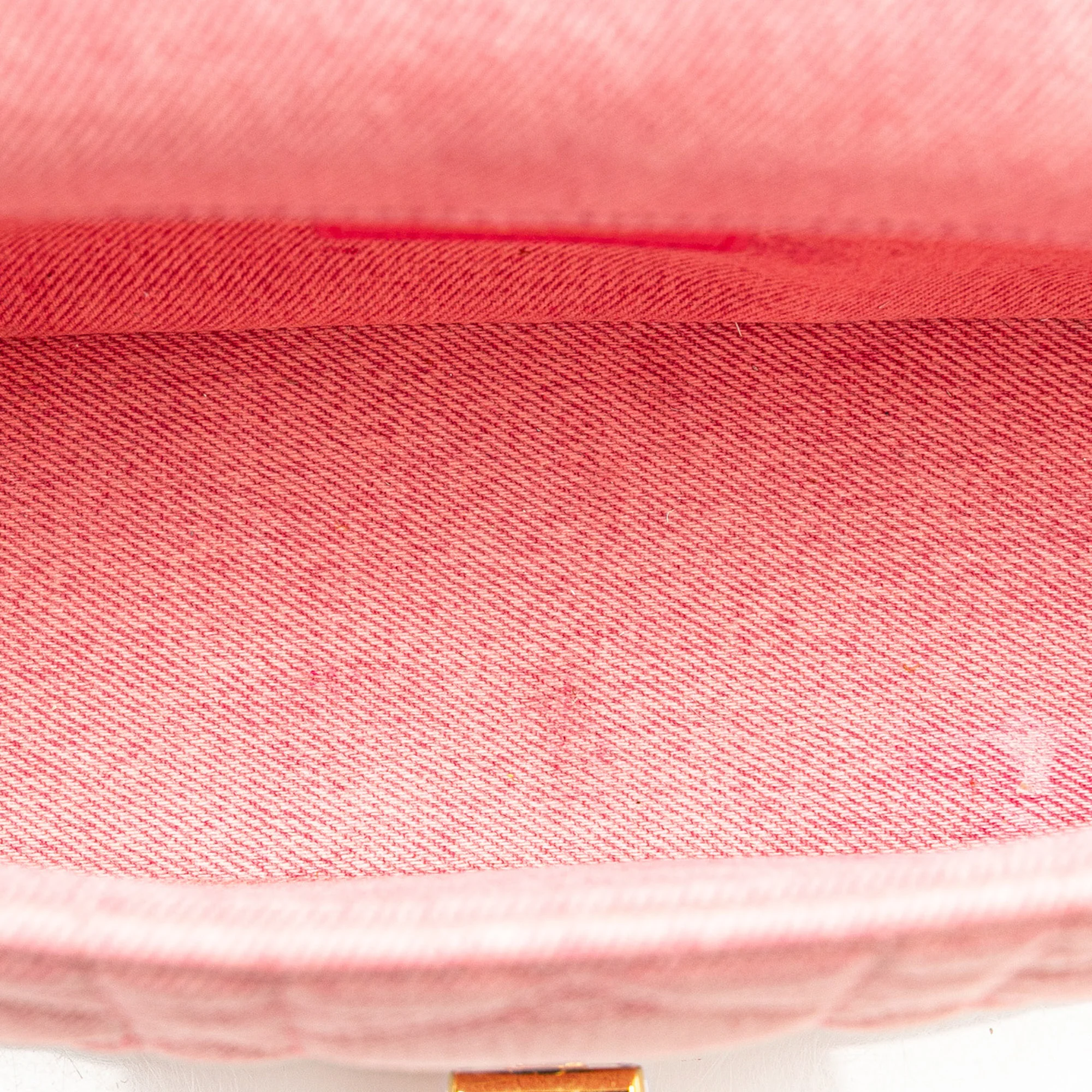 Dior | Pre-Owned Medium Denim Macrocannage Caro Bag | Pink - Image 6