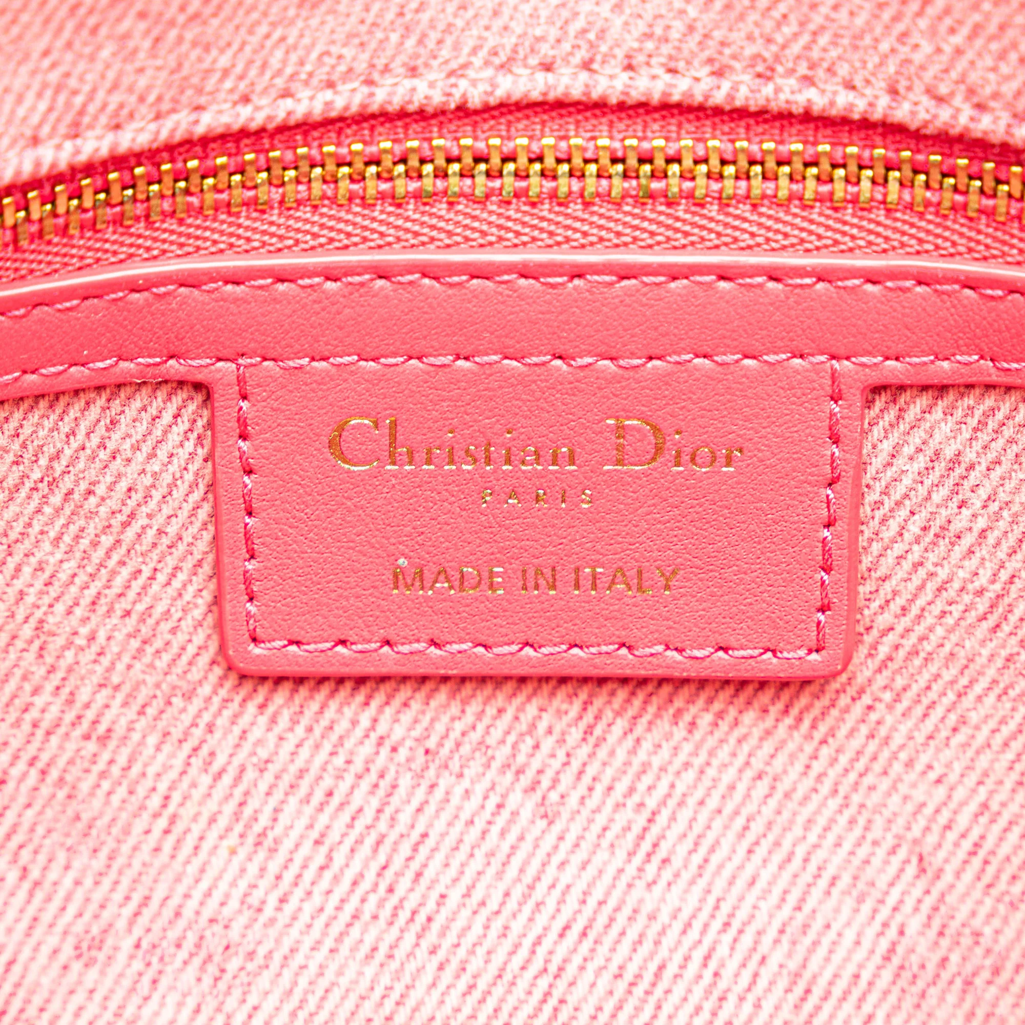 Dior | Pre-Owned Medium Denim Macrocannage Caro Bag | Pink - Image 7