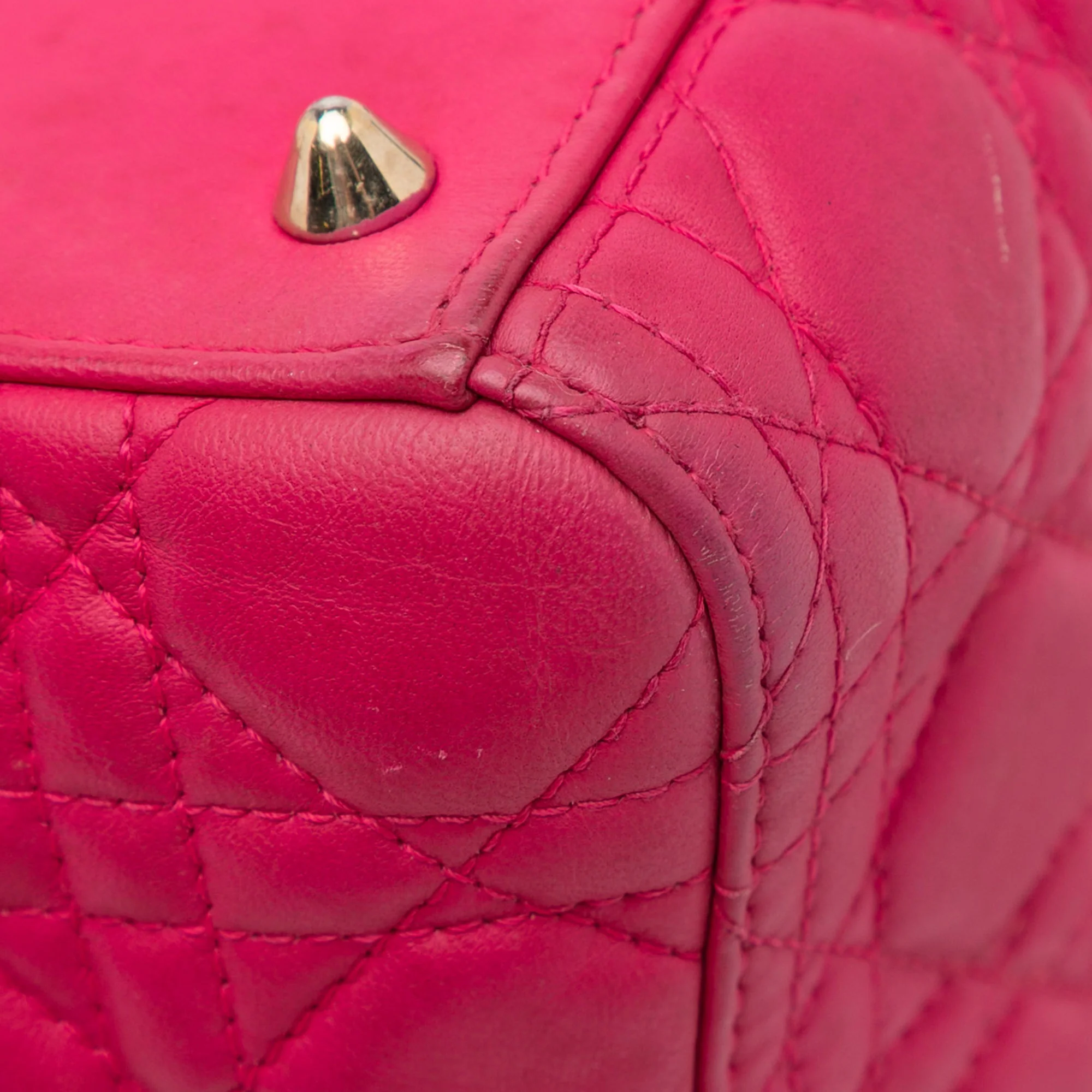 Dior | Pre-Owned Medium Lambskin Cannage Lady Dior | Pink/Dark Pink - Image 9