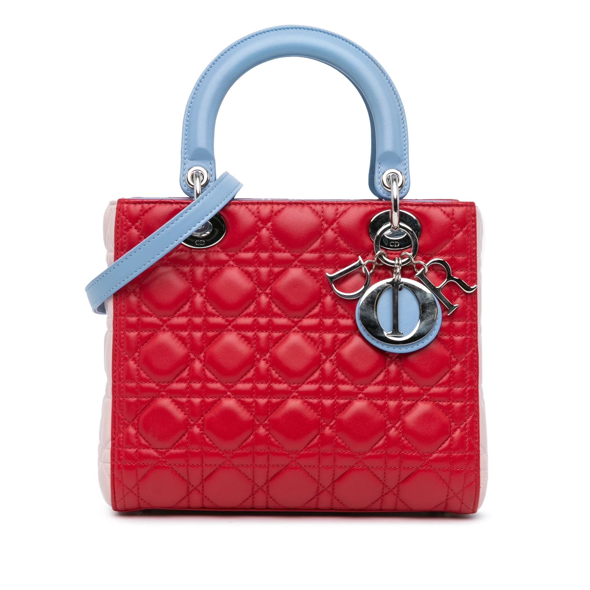 Dior | Pre-Owned Medium Tricolor Lambskin Cannage Lady Dior - I | Red