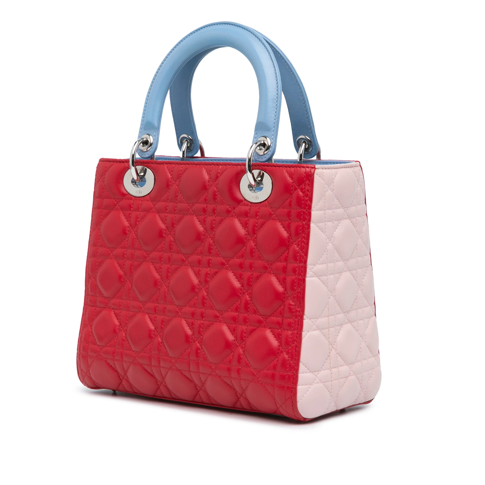 Dior | Pre-Owned Medium Tricolor Lambskin Cannage Lady Dior - I | Red - Image 2