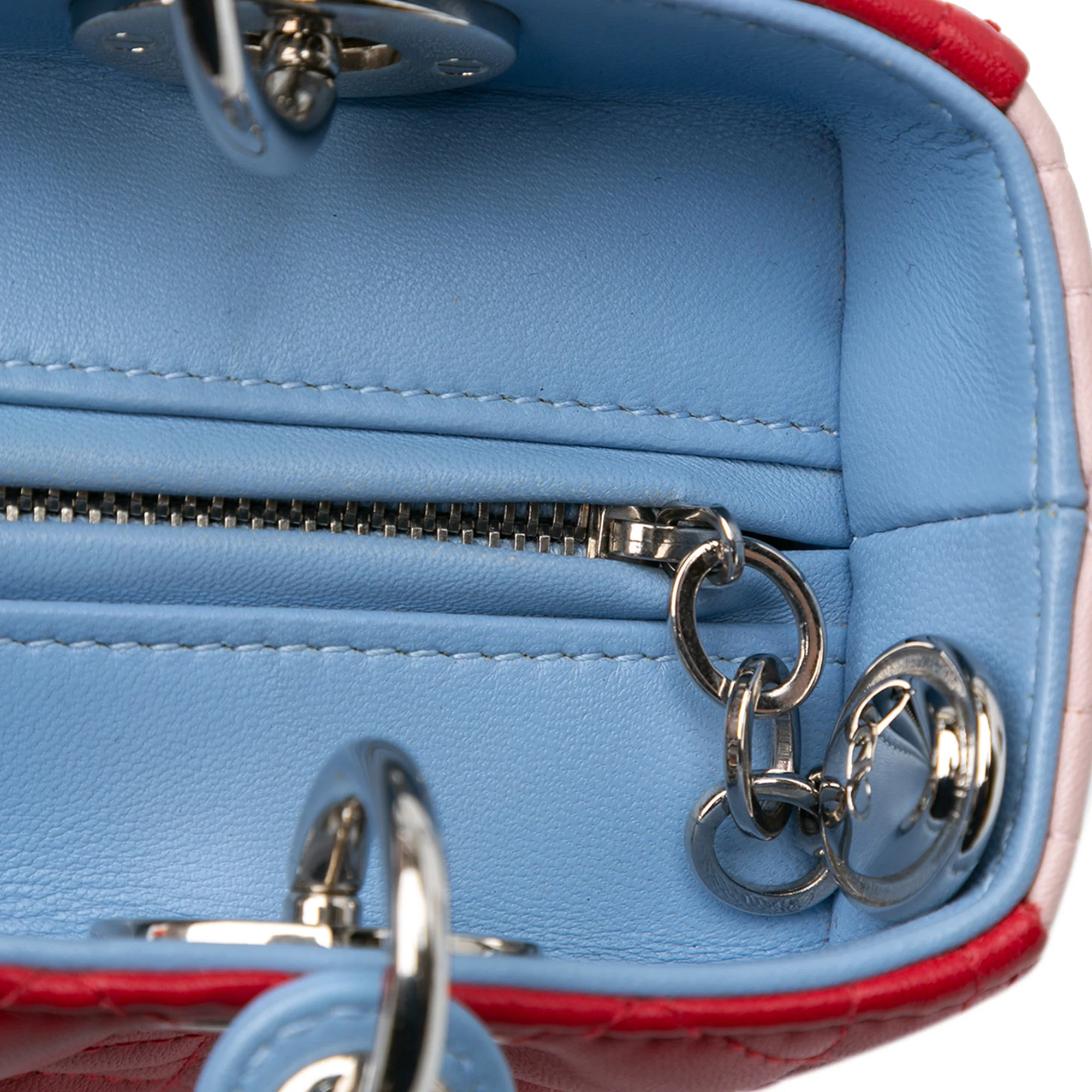 Dior | Pre-Owned Medium Tricolor Lambskin Cannage Lady Dior - I | Red - Image 8