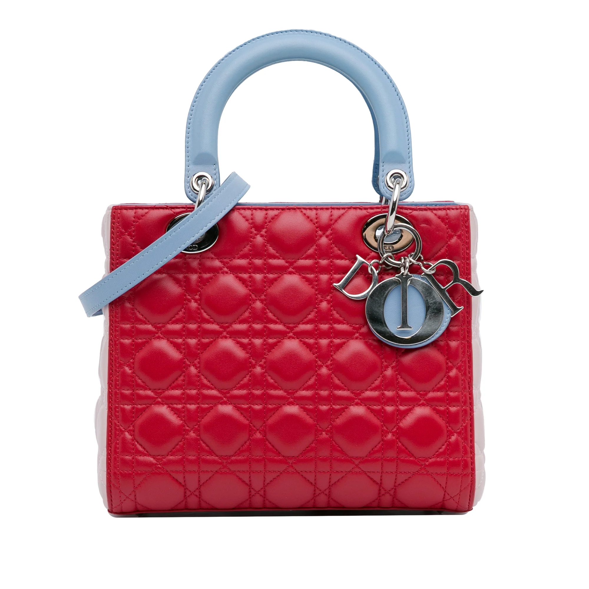 Dior | Pre-Owned Medium Tricolor Lambskin Cannage Lady Dior - II | Red