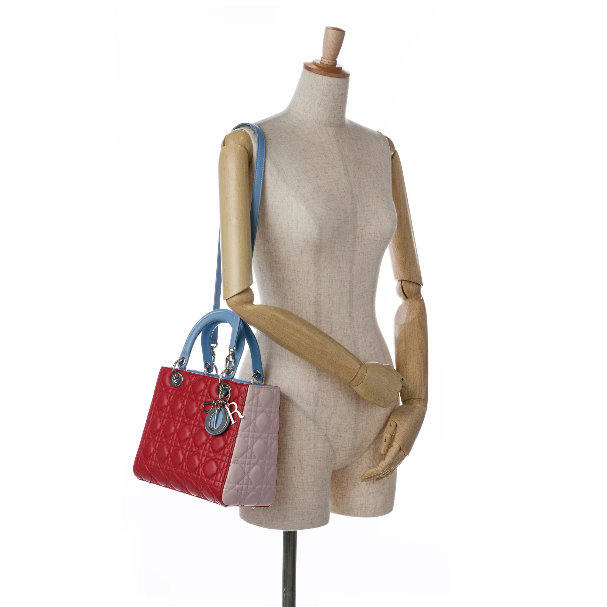 Dior | Pre-Owned Medium Tricolor Lambskin Cannage Lady Dior - II | Red - Image 4