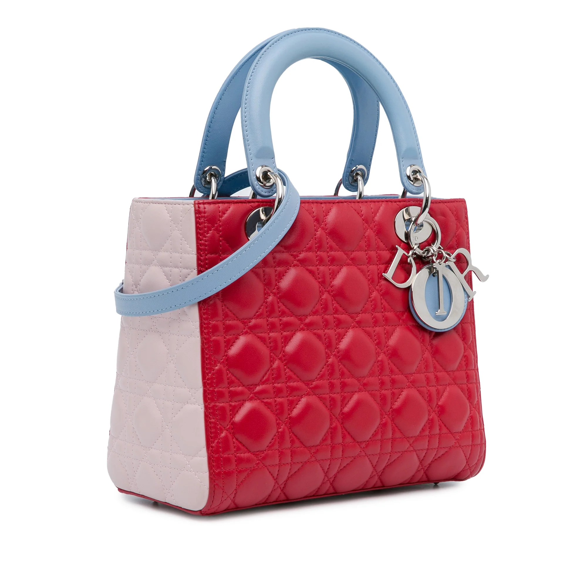 Dior | Pre-Owned Medium Tricolor Lambskin Cannage Lady Dior - II | Red - Image 6