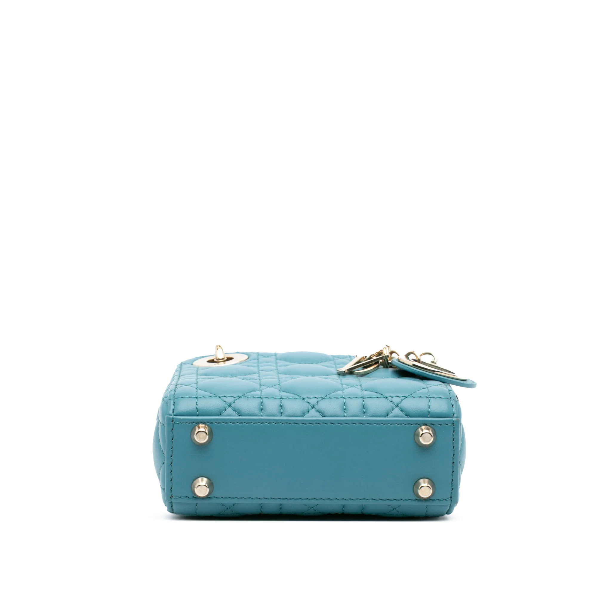 Dior | Pre-Owned Micro Lambskin Cannage Lady Dior | Blue/Turquoise - Image 4