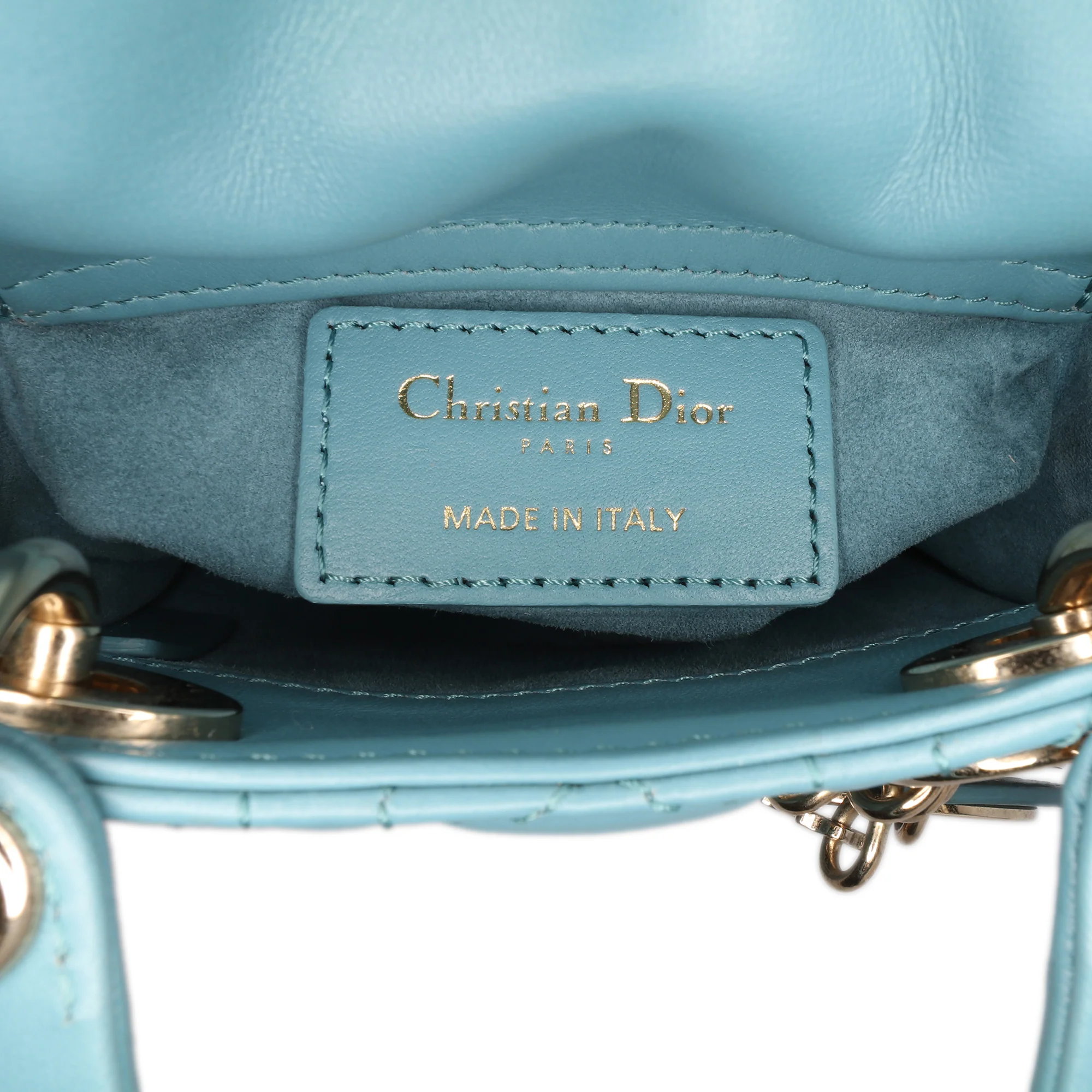 Dior | Pre-Owned Micro Lambskin Cannage Lady Dior | Blue/Turquoise - Image 6
