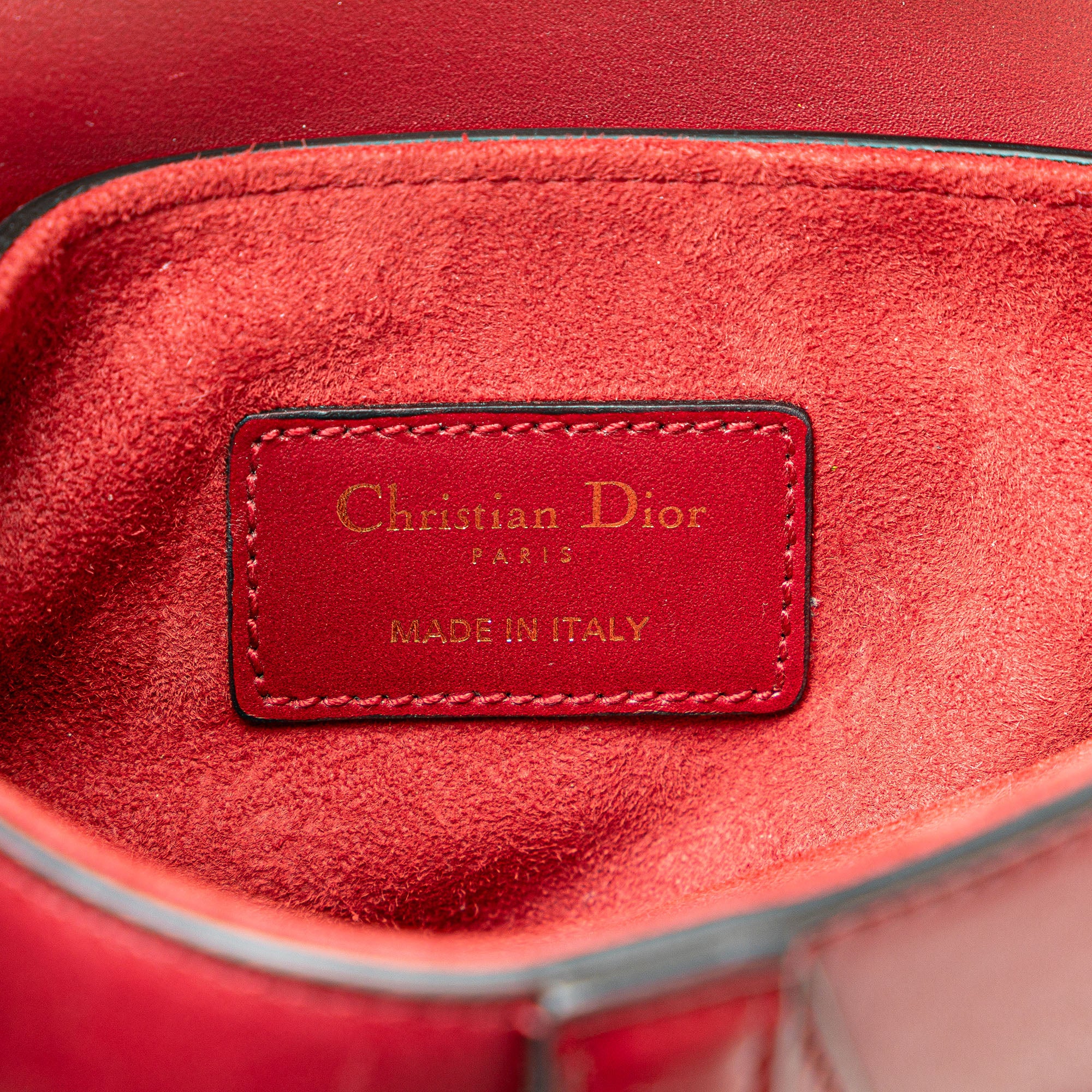 Dior | Pre-Owned Mini Grained Calfskin Saddle Bag | Red/Bordeau - Image 6