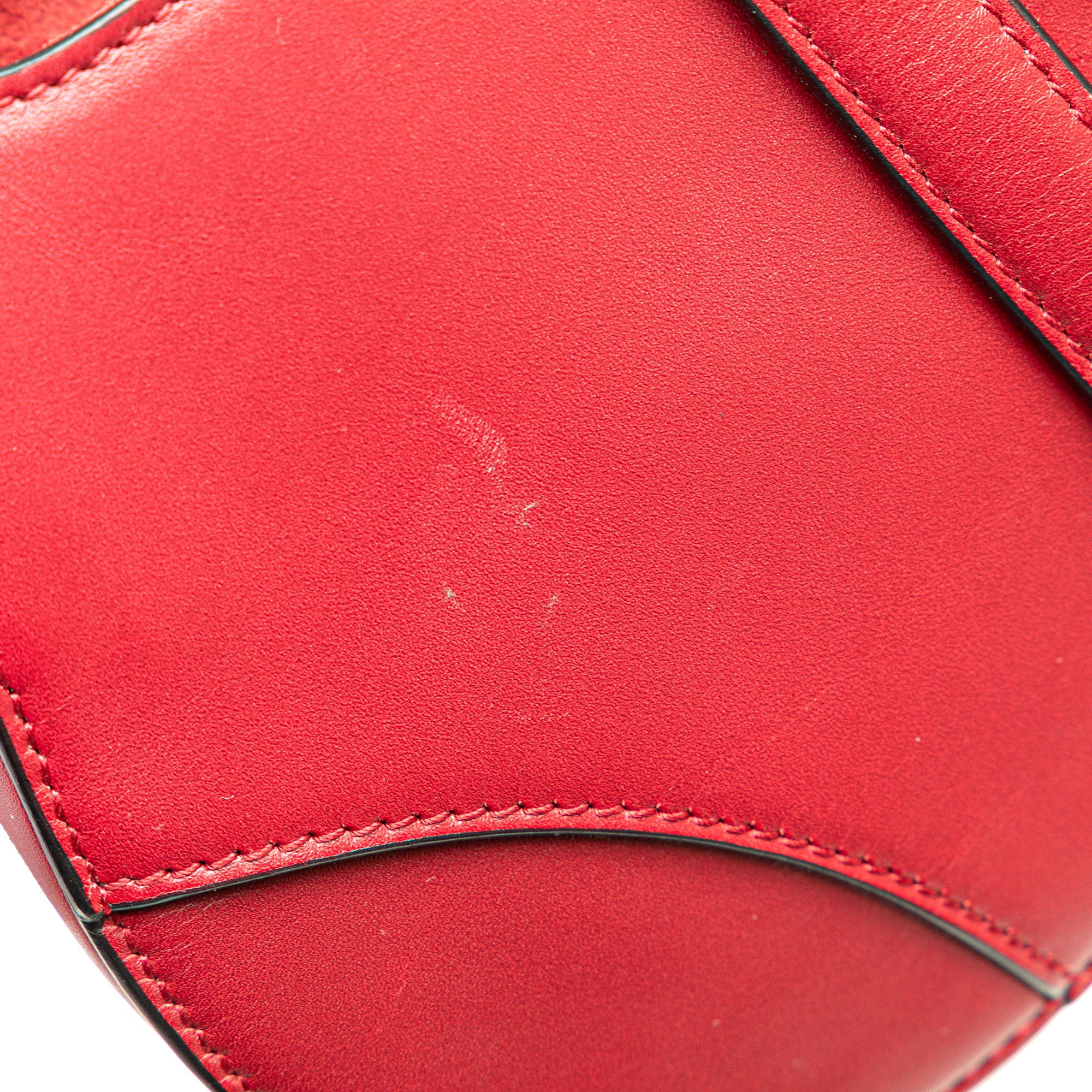 Dior | Pre-Owned Mini Grained Calfskin Saddle Bag | Red/Bordeau - Image 8