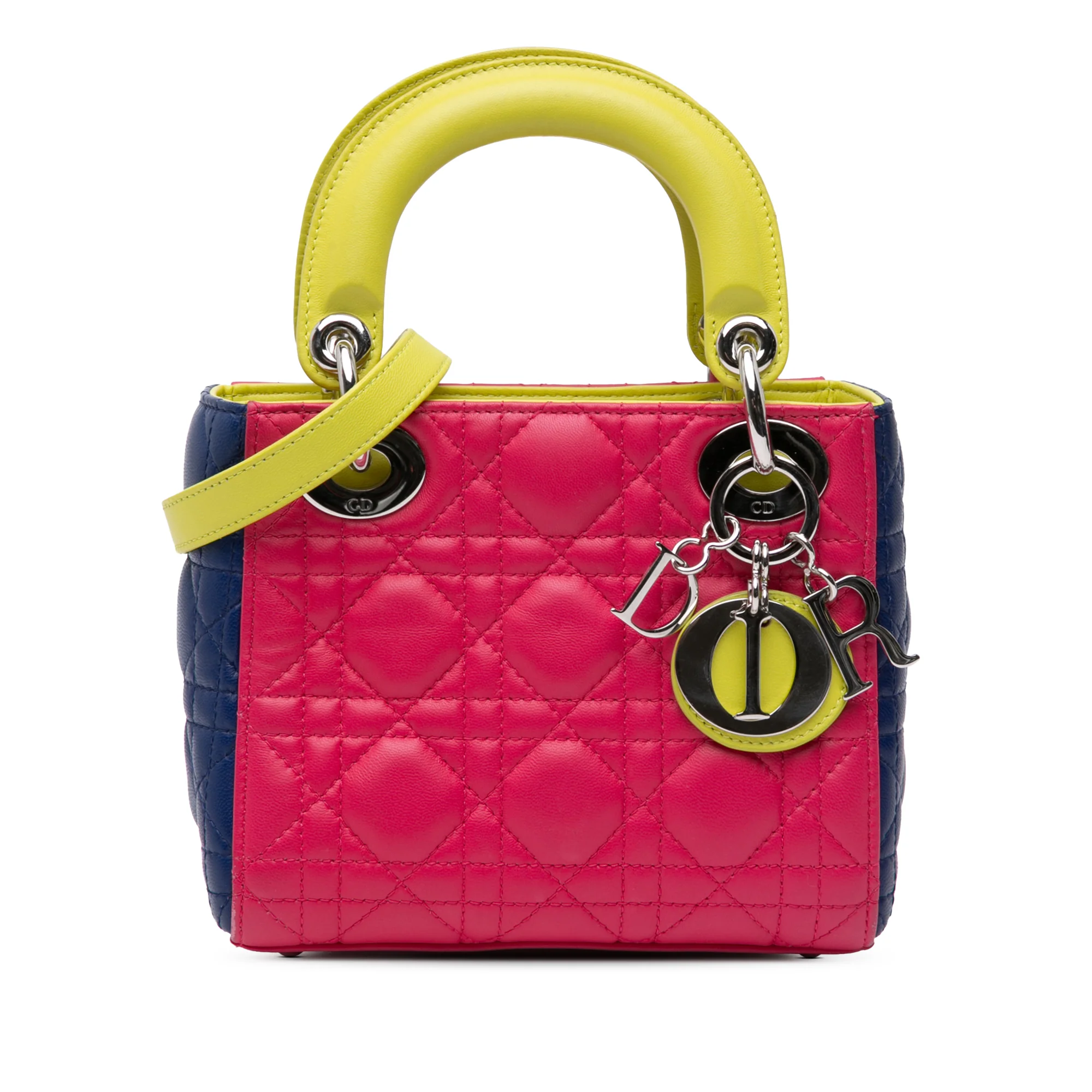 Dior | Pre-Owned Mini Tricolor Lambskin Cannage Lady Dior | Pink