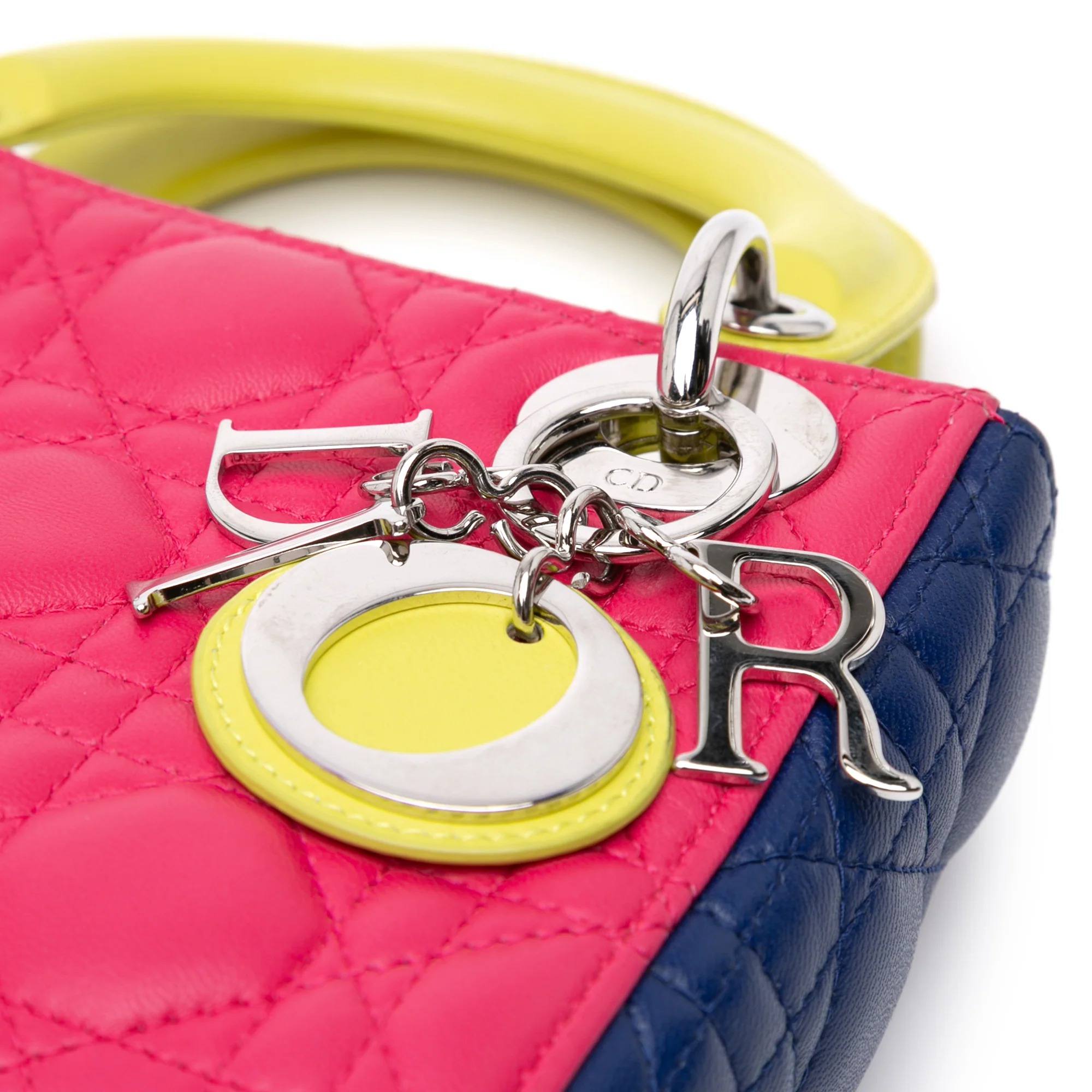 Dior | Pre-Owned Mini Tricolor Lambskin Cannage Lady Dior | Pink - Image 6