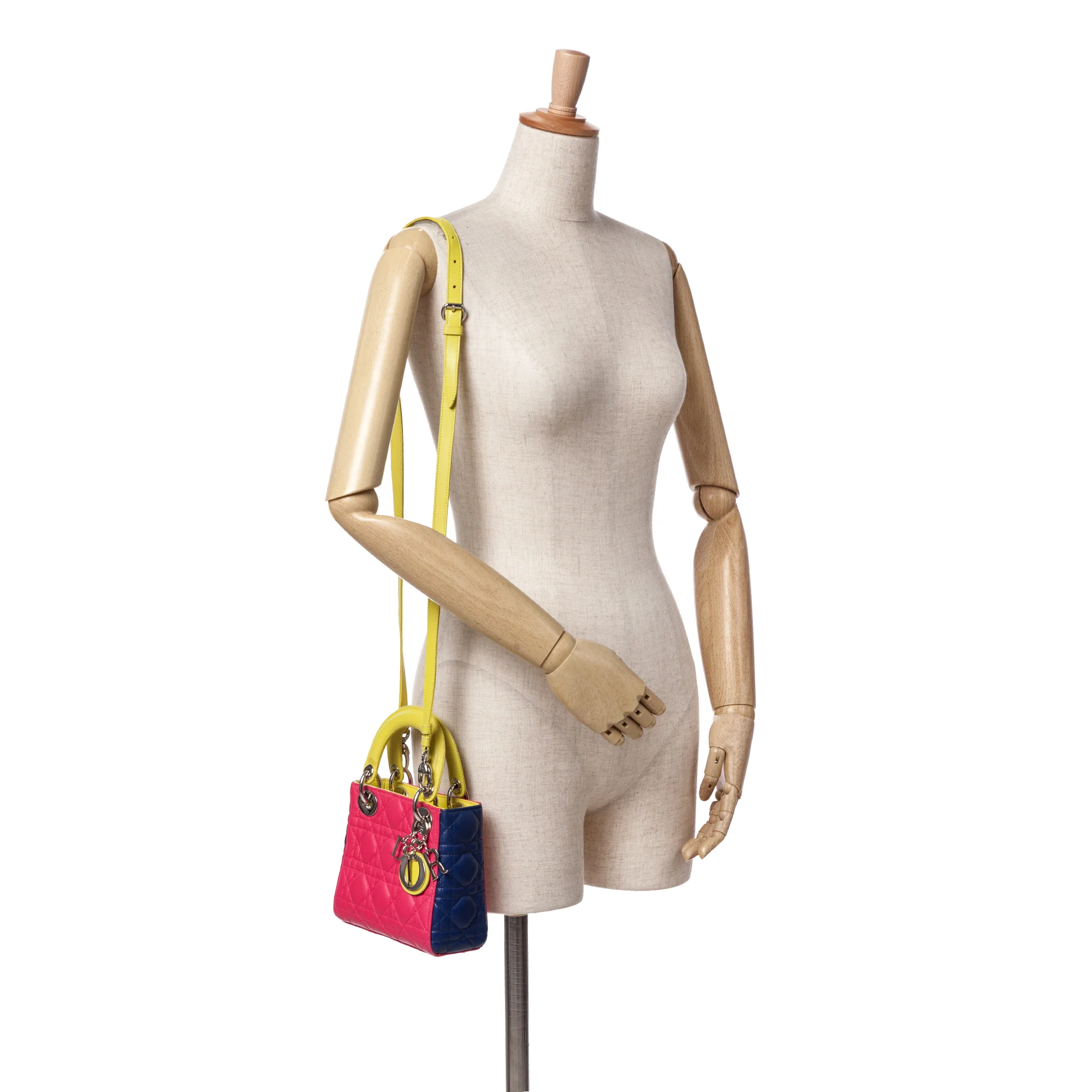 Dior | Pre-Owned Mini Tricolor Lambskin Cannage Lady Dior | Pink - Image 8