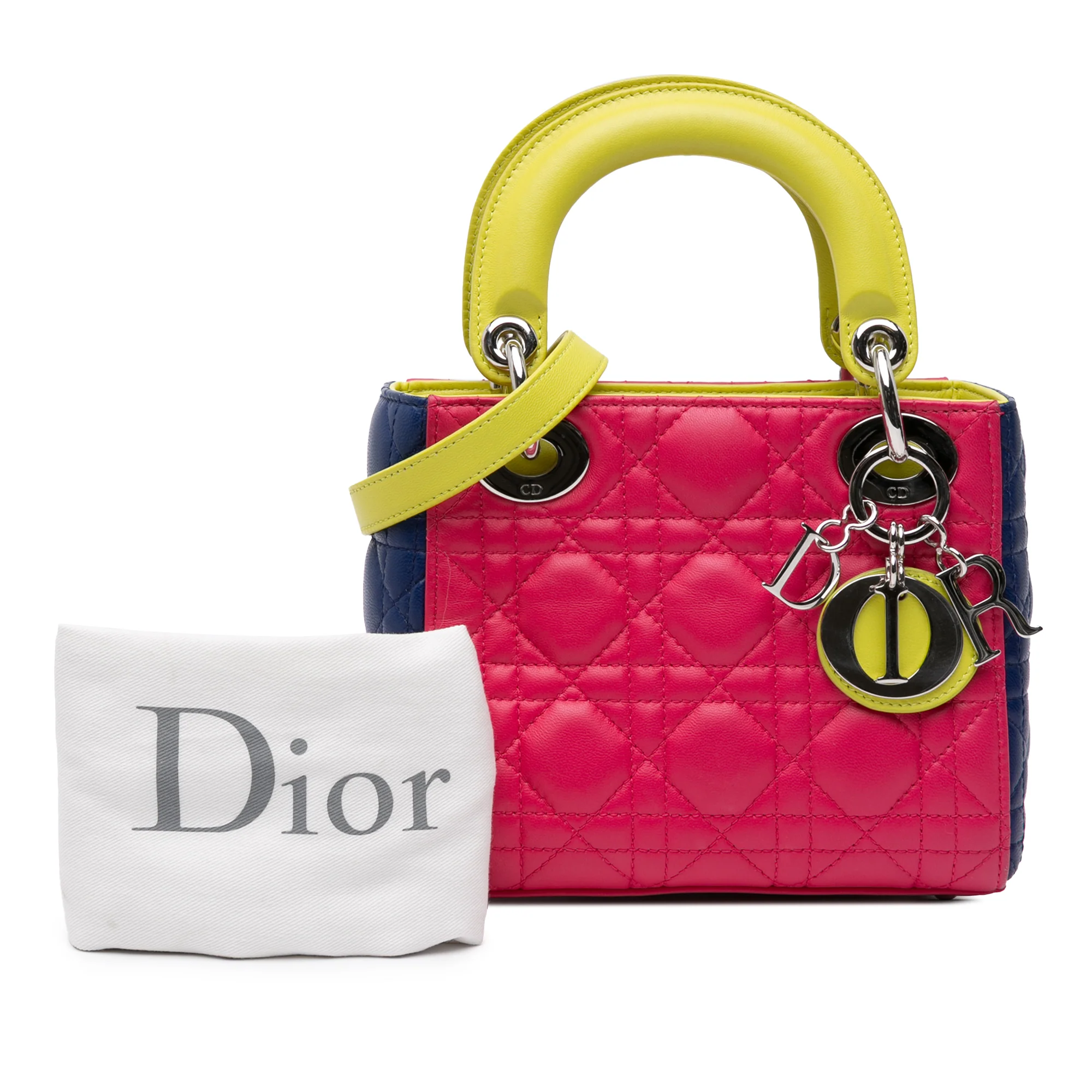 Dior | Pre-Owned Mini Tricolor Lambskin Cannage Lady Dior | Pink - Image 9