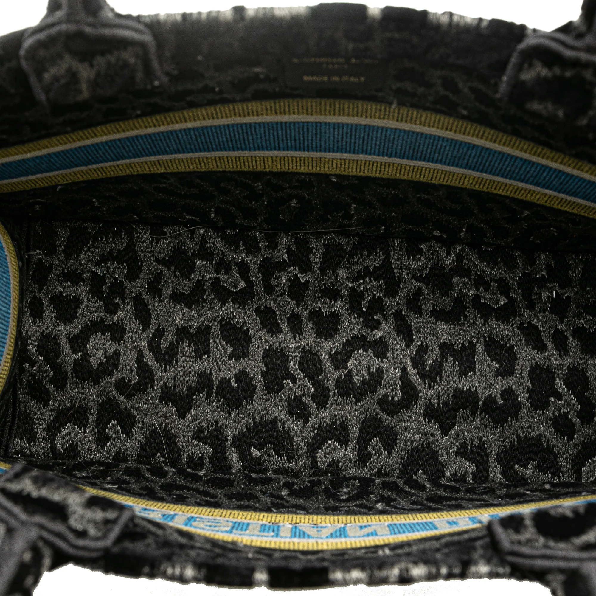 Dior | Pre-Owned Mizza Medium Embroidered Canvas Leopard Book Tote | Black - Image 4
