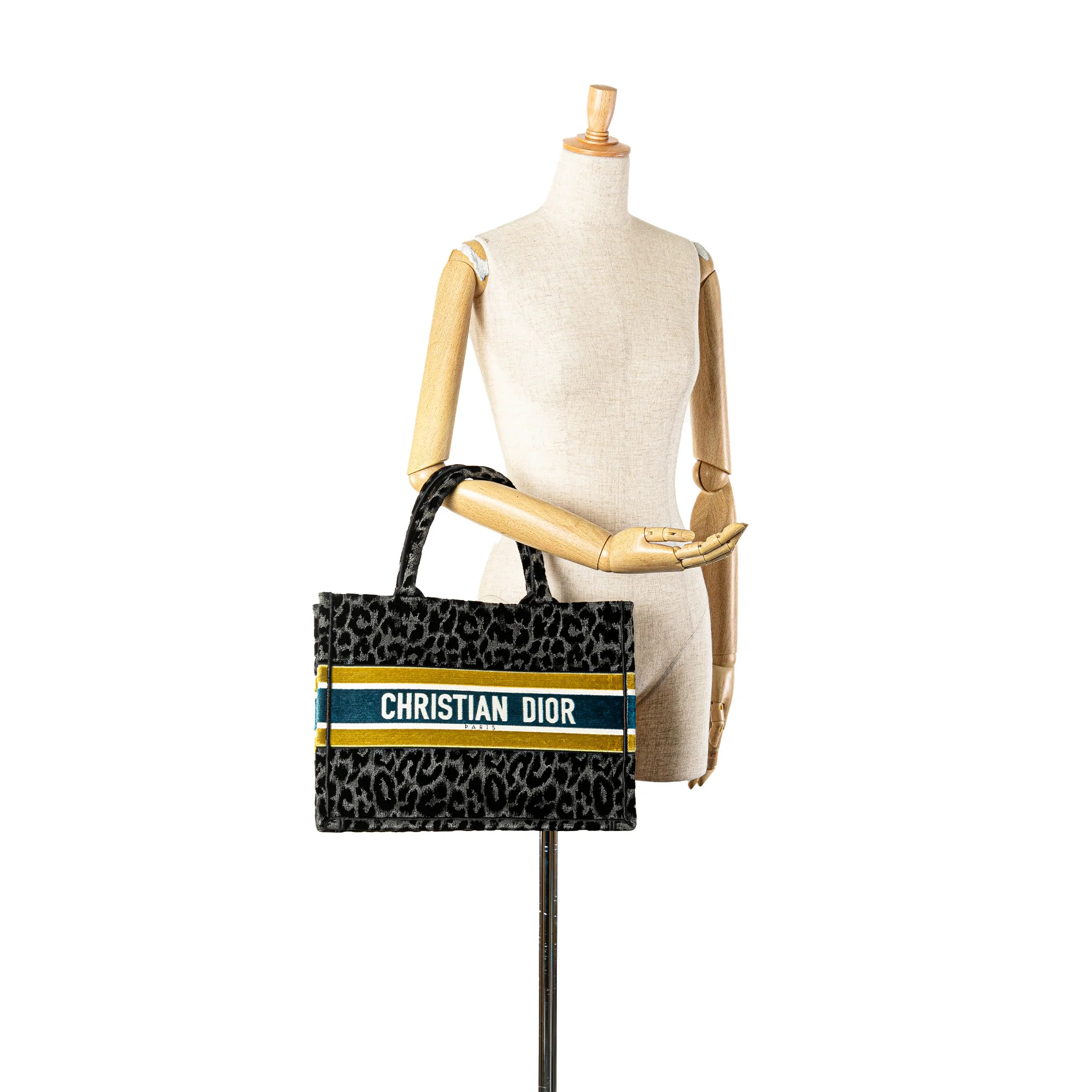 Dior | Pre-Owned Mizza Medium Embroidered Canvas Leopard Book Tote | Black - Image 7