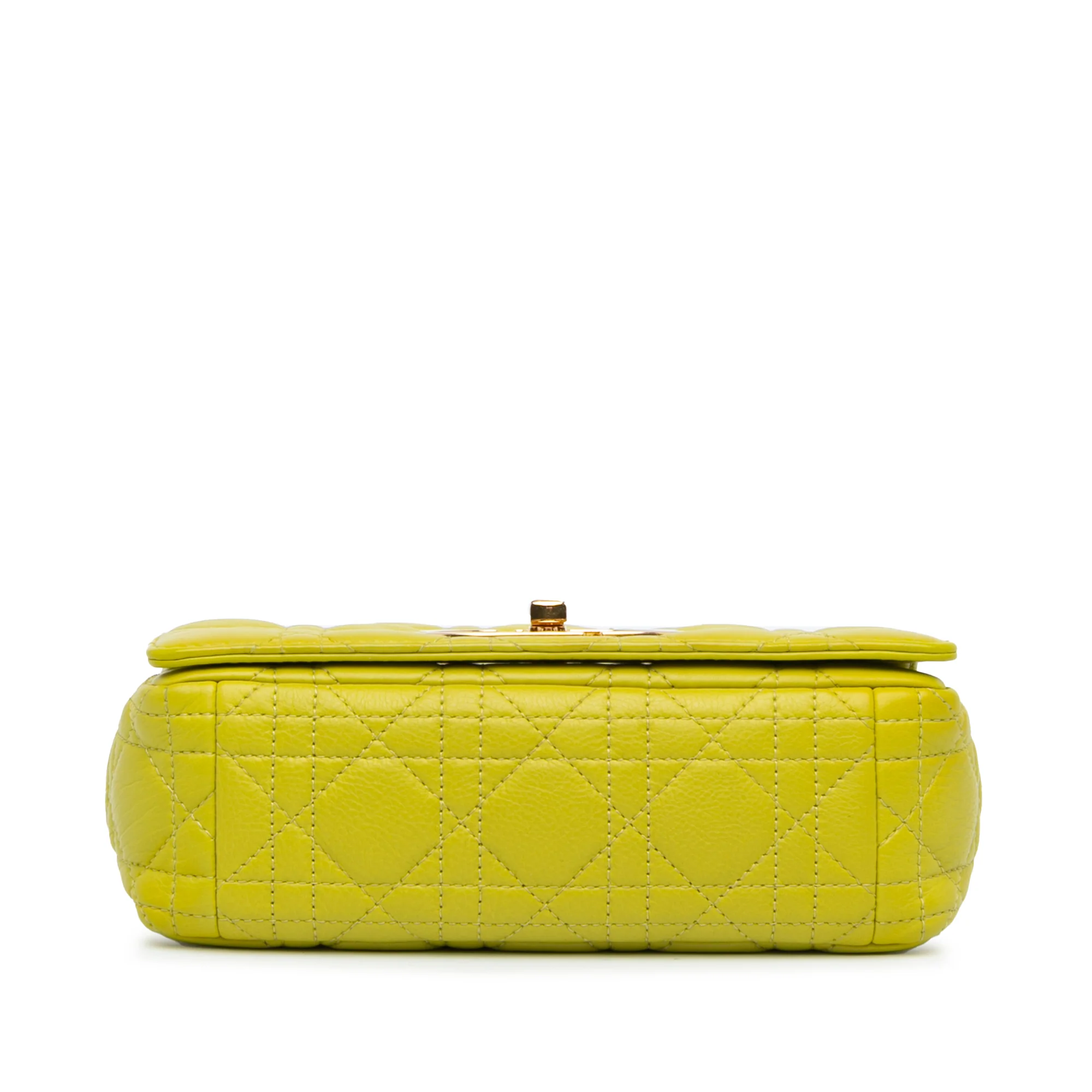 Dior | Pre-Owned Small Calfskin Cannage Caro Bag | Yellow/Neon Yellow - Image 3