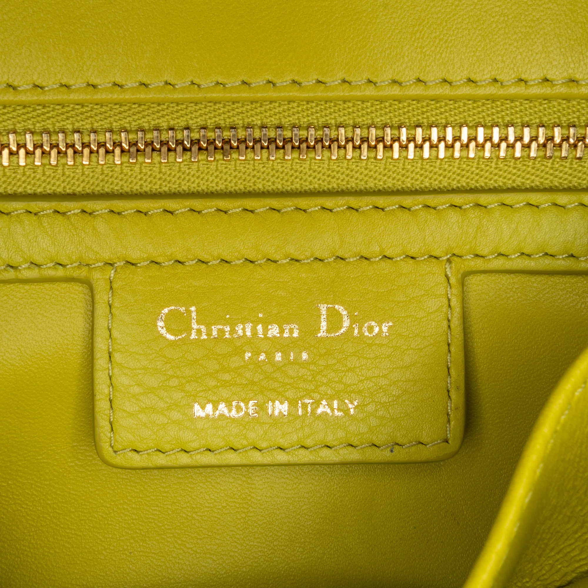 Dior | Pre-Owned Small Calfskin Cannage Caro Bag | Yellow/Neon Yellow - Image 5