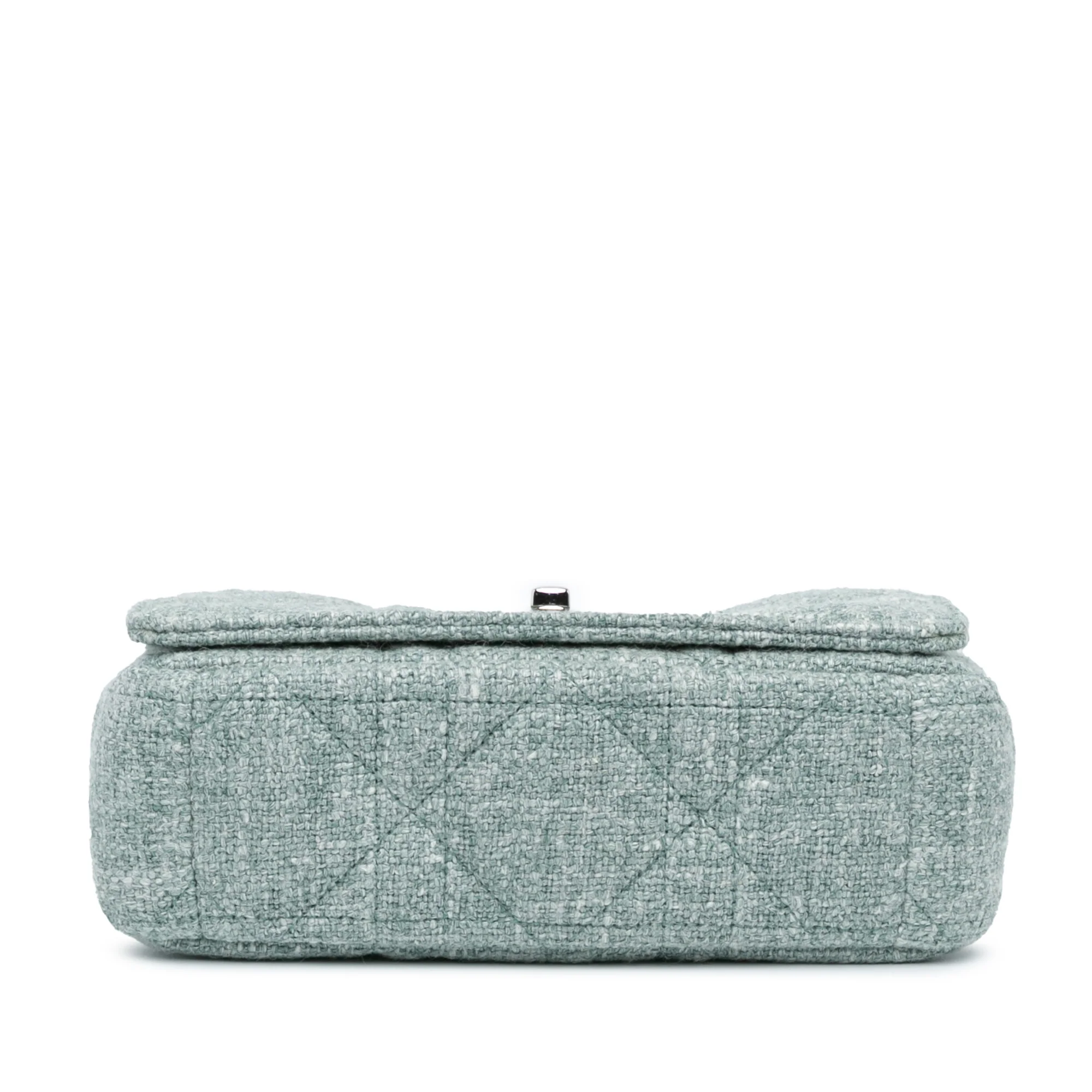 Dior | Pre-Owned Small Tweed Macrocannage Caro Bag | Green/Light Green - Image 3
