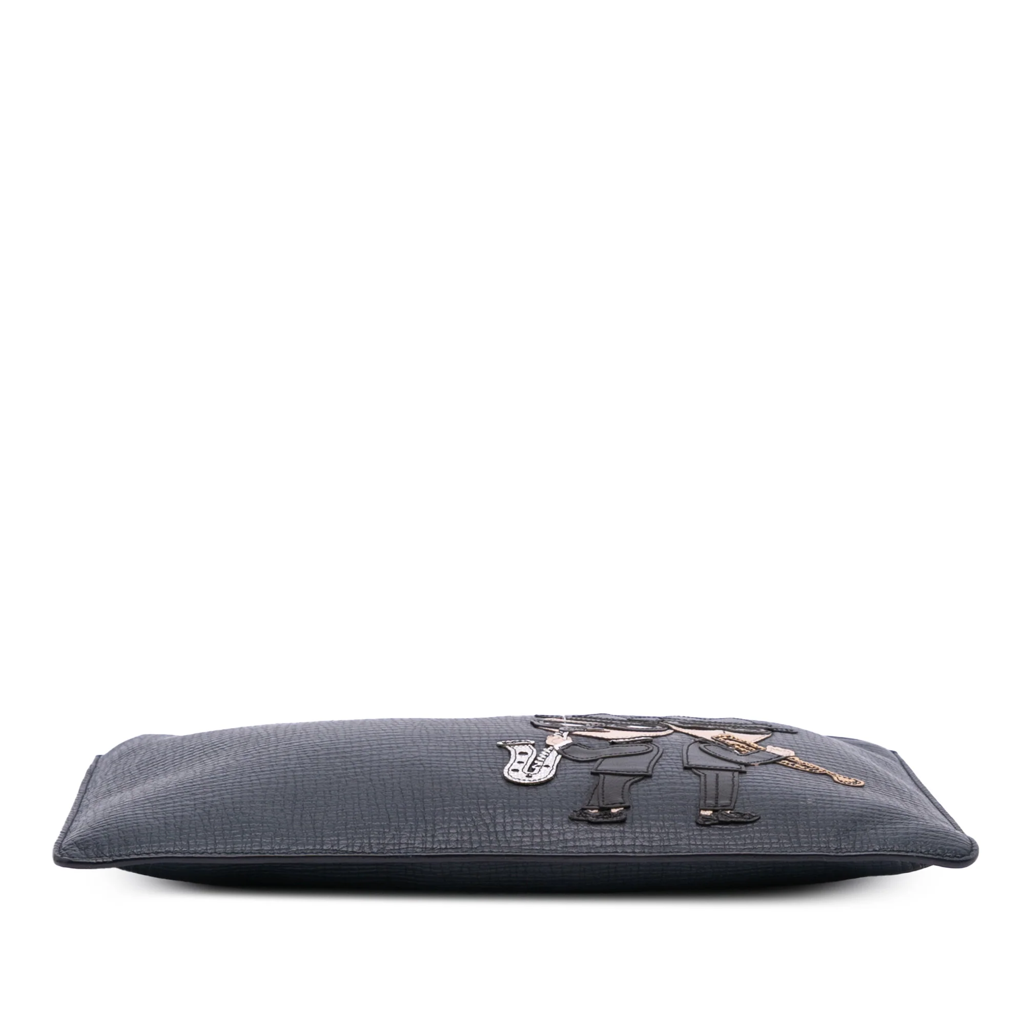 Dolce & Gabbana | Pre-Owned Leather DG Family Patch Zip Pouch | Black - Image 6