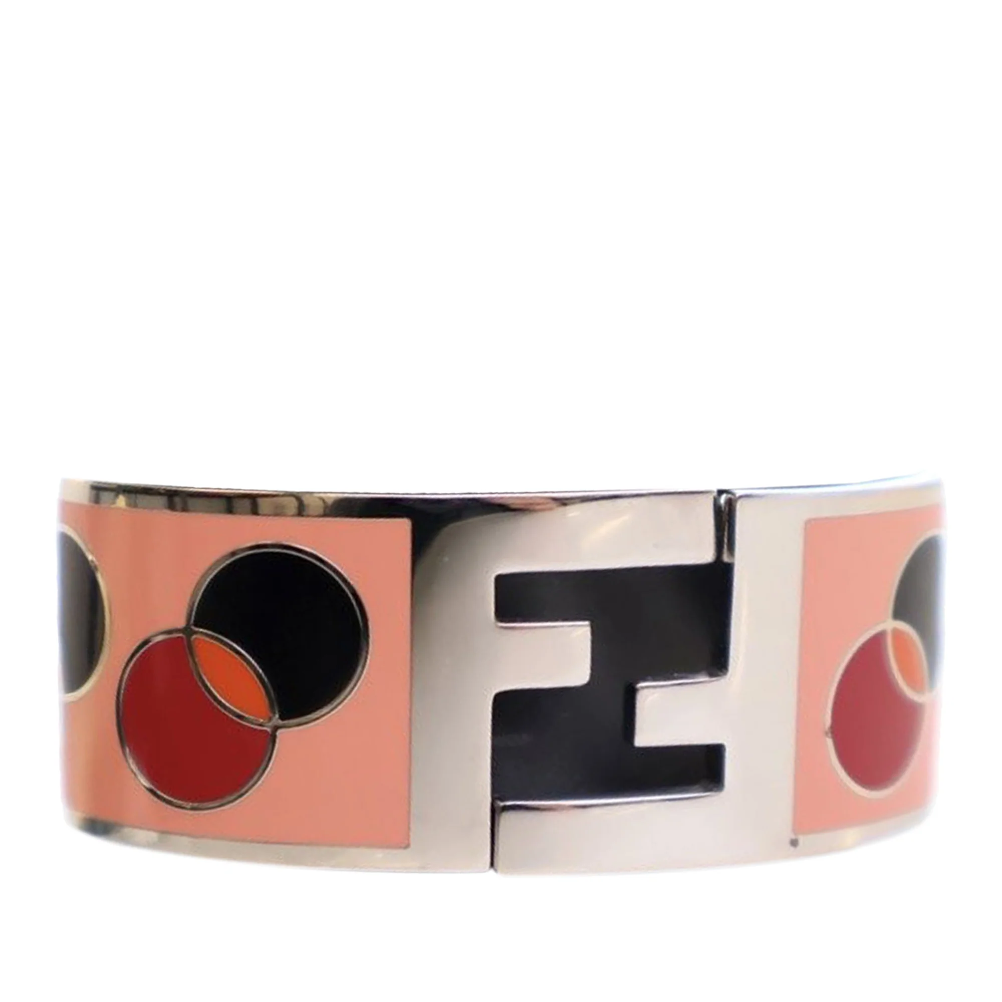 Fendi | Pre-Owned Enamel Fendista Hinged Bracelet | Pink/Salmon