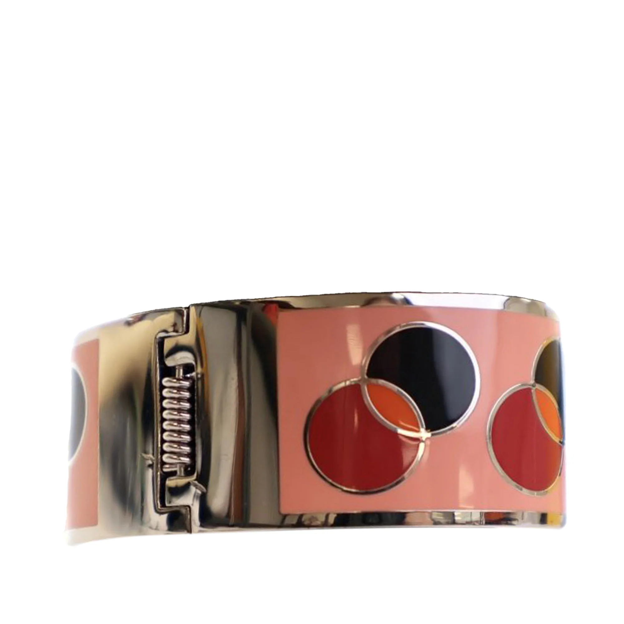Fendi | Pre-Owned Enamel Fendista Hinged Bracelet | Pink/Salmon - Image 2