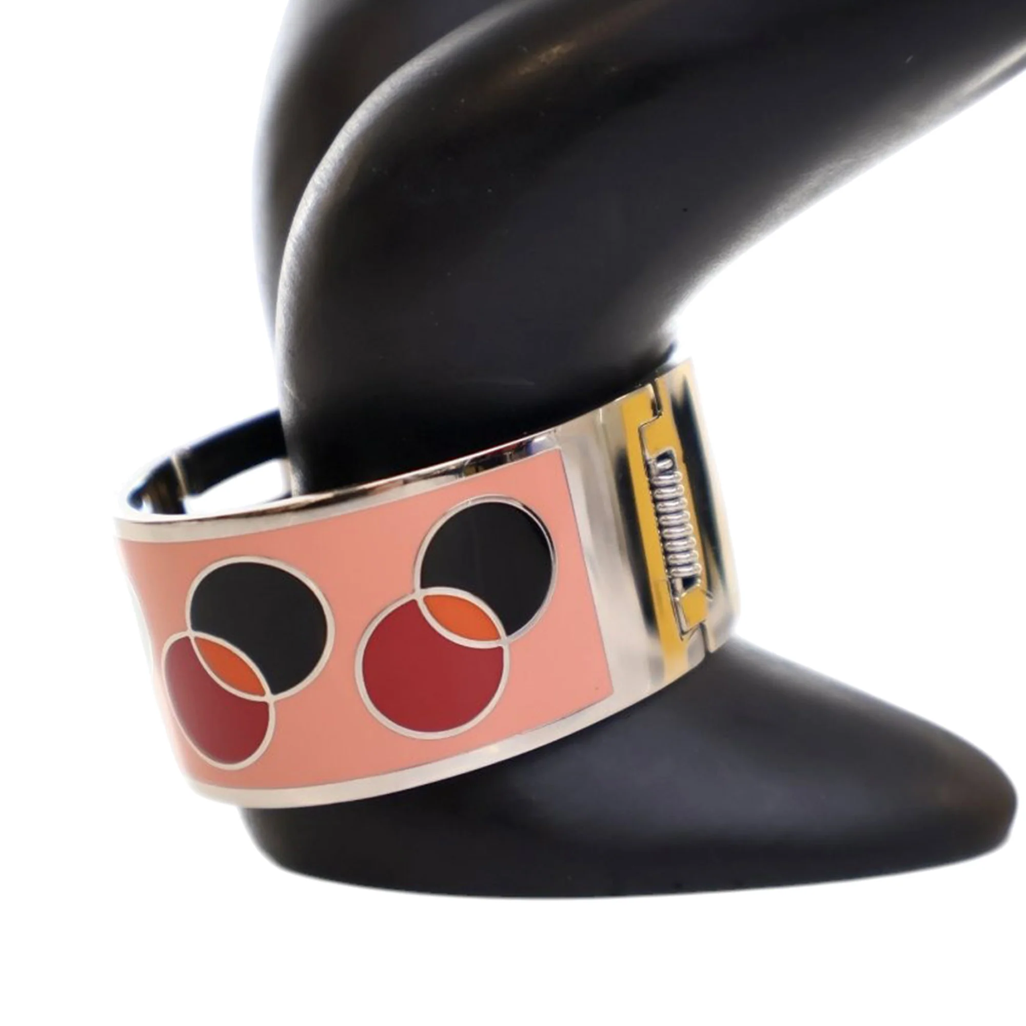 Fendi | Pre-Owned Enamel Fendista Hinged Bracelet | Pink/Salmon - Image 3