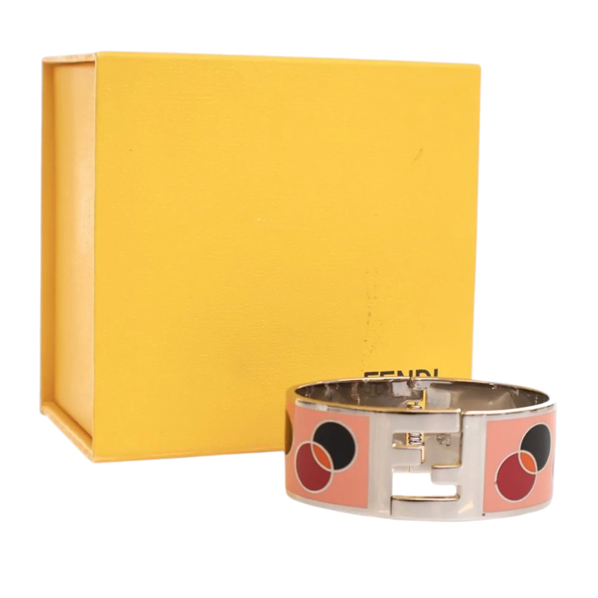 Fendi | Pre-Owned Enamel Fendista Hinged Bracelet | Pink/Salmon - Image 7
