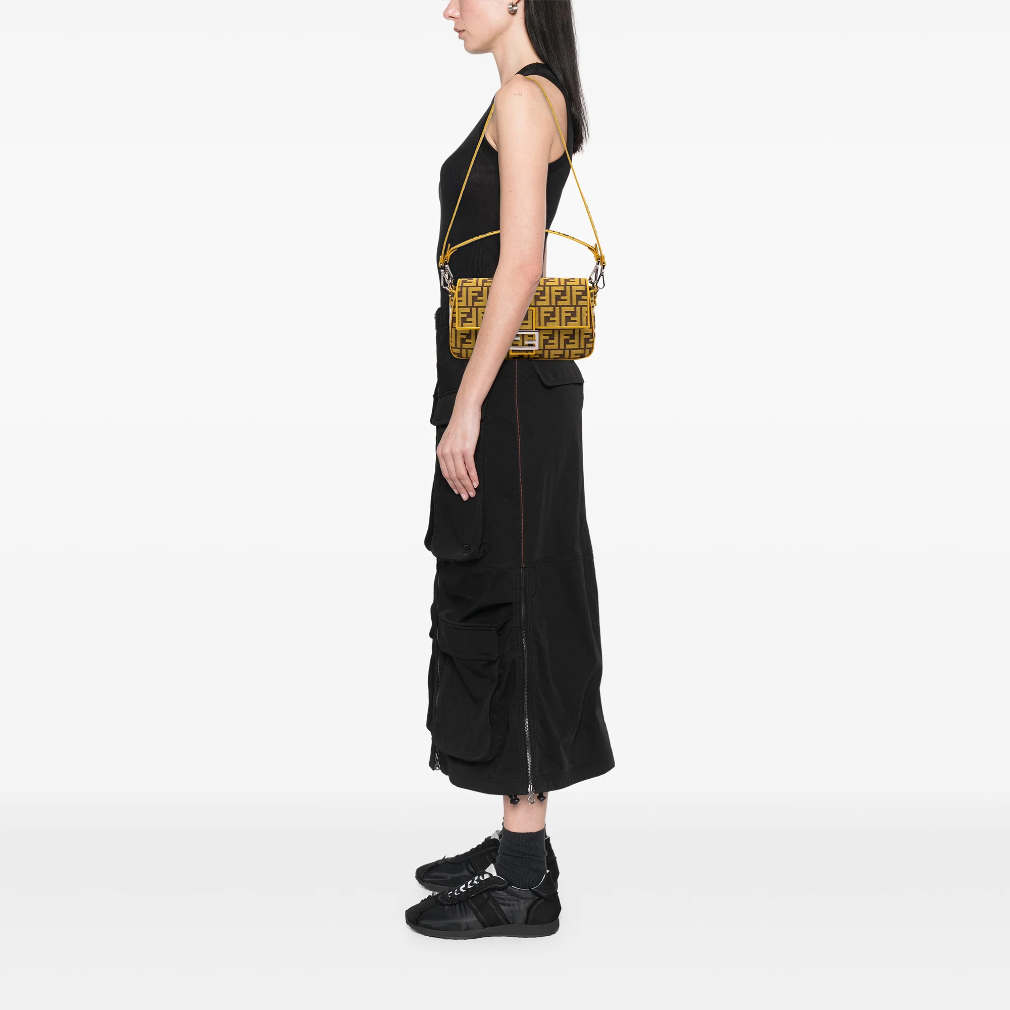 Fendi | Pre-Owned FRGMT x Zucca Embroidered Canvas Baguette Satchel | Yellow - Image 10