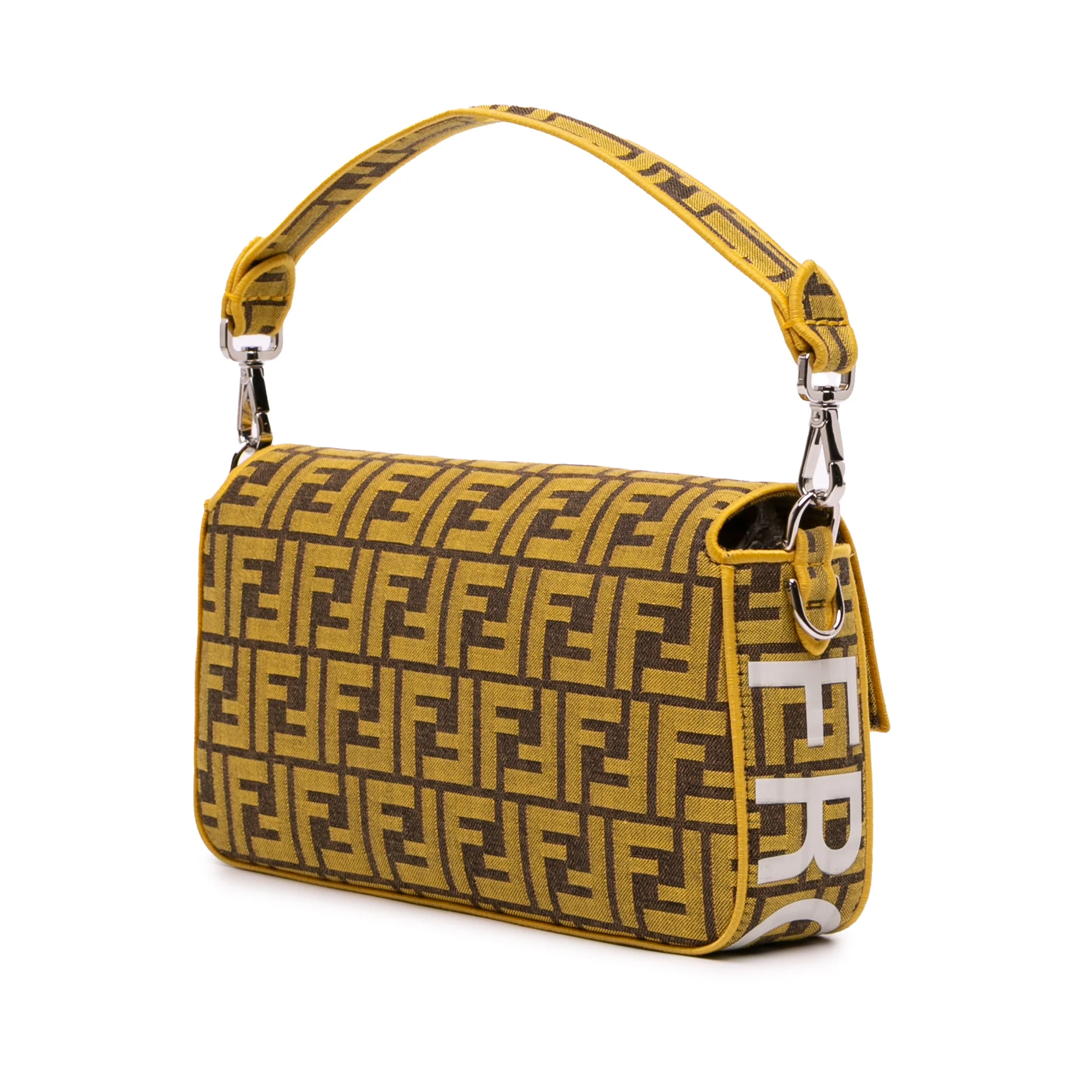 Fendi | Pre-Owned FRGMT x Zucca Embroidered Canvas Baguette Satchel | Yellow - Image 3