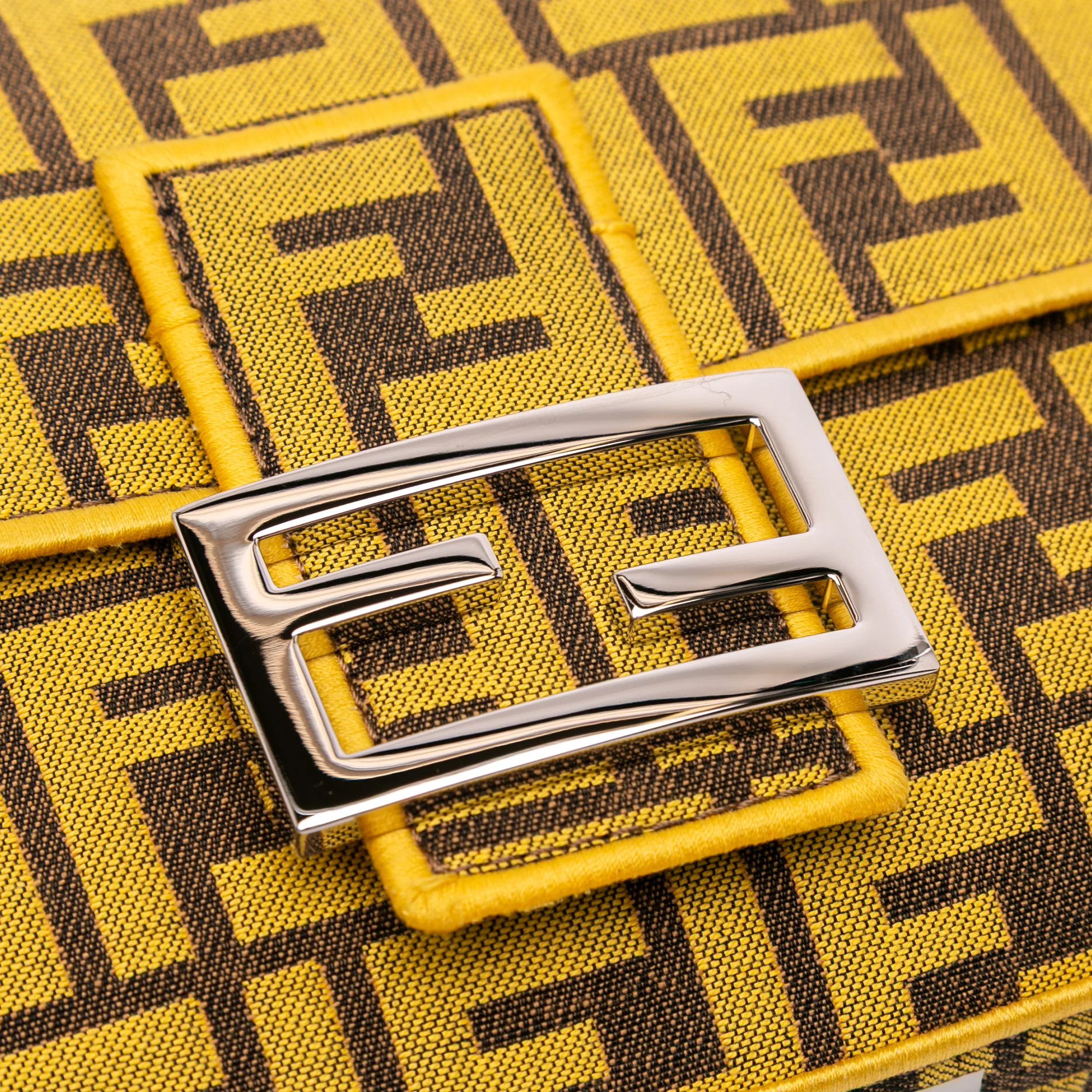 Fendi | Pre-Owned FRGMT x Zucca Embroidered Canvas Baguette Satchel | Yellow - Image 8