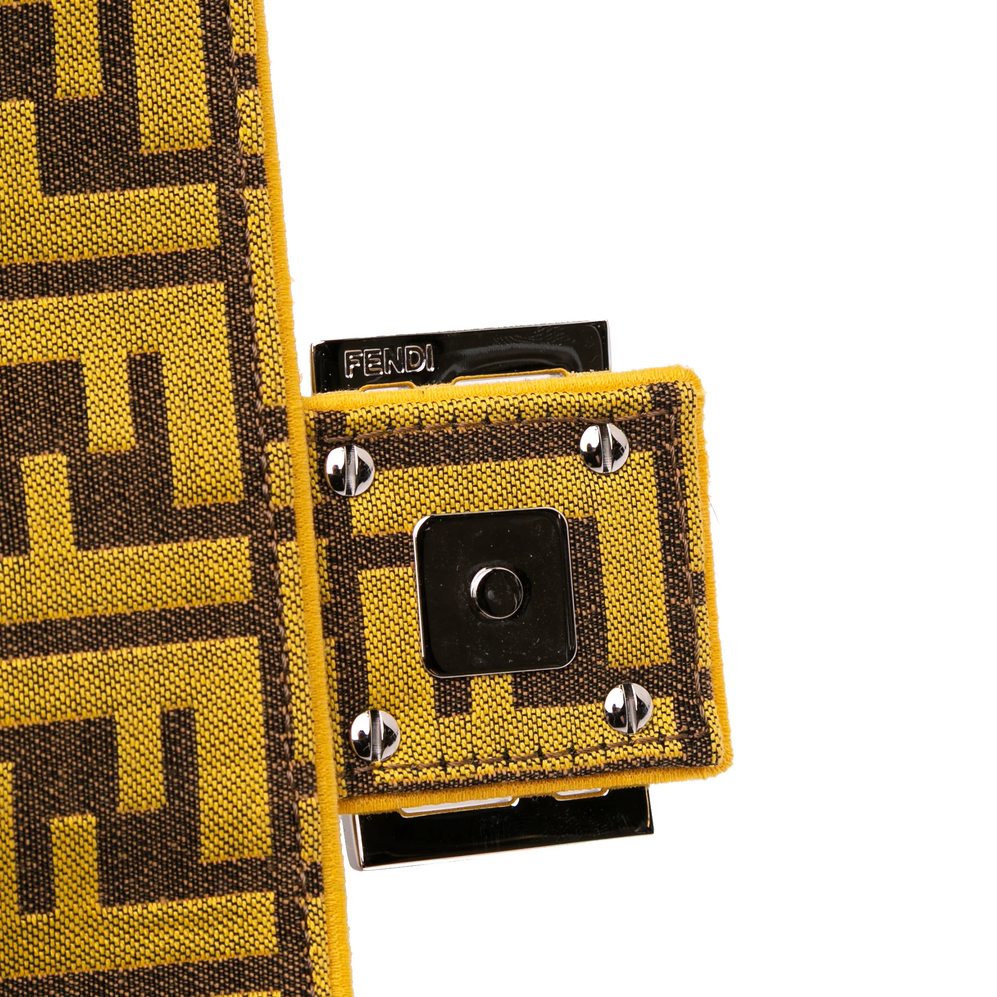 Fendi | Pre-Owned FRGMT x Zucca Embroidered Canvas Baguette Satchel | Yellow - Image 9