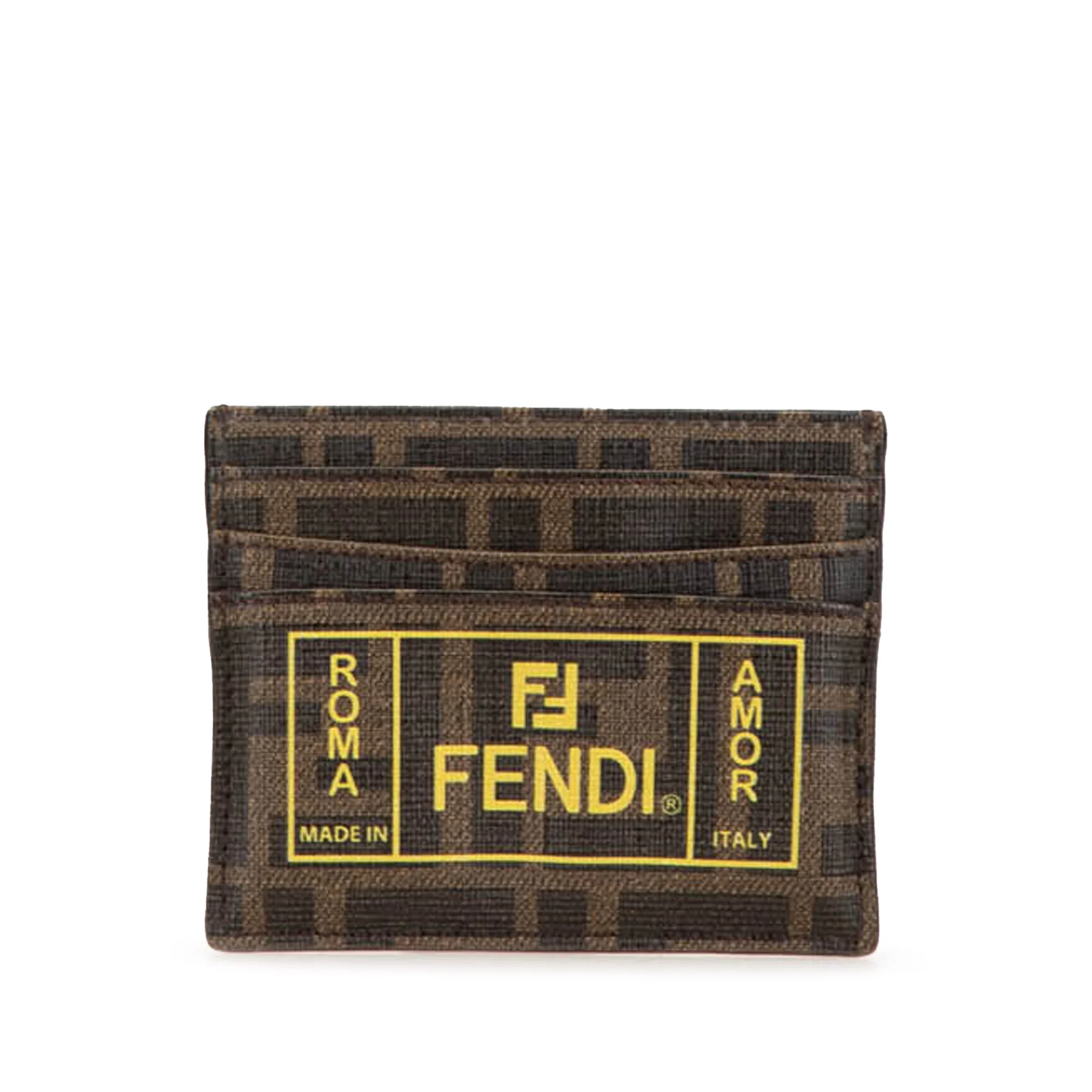 Fendi | Pre-Owned Glazed Fabric FF 1974 Roma Amor Card Holder | Brown