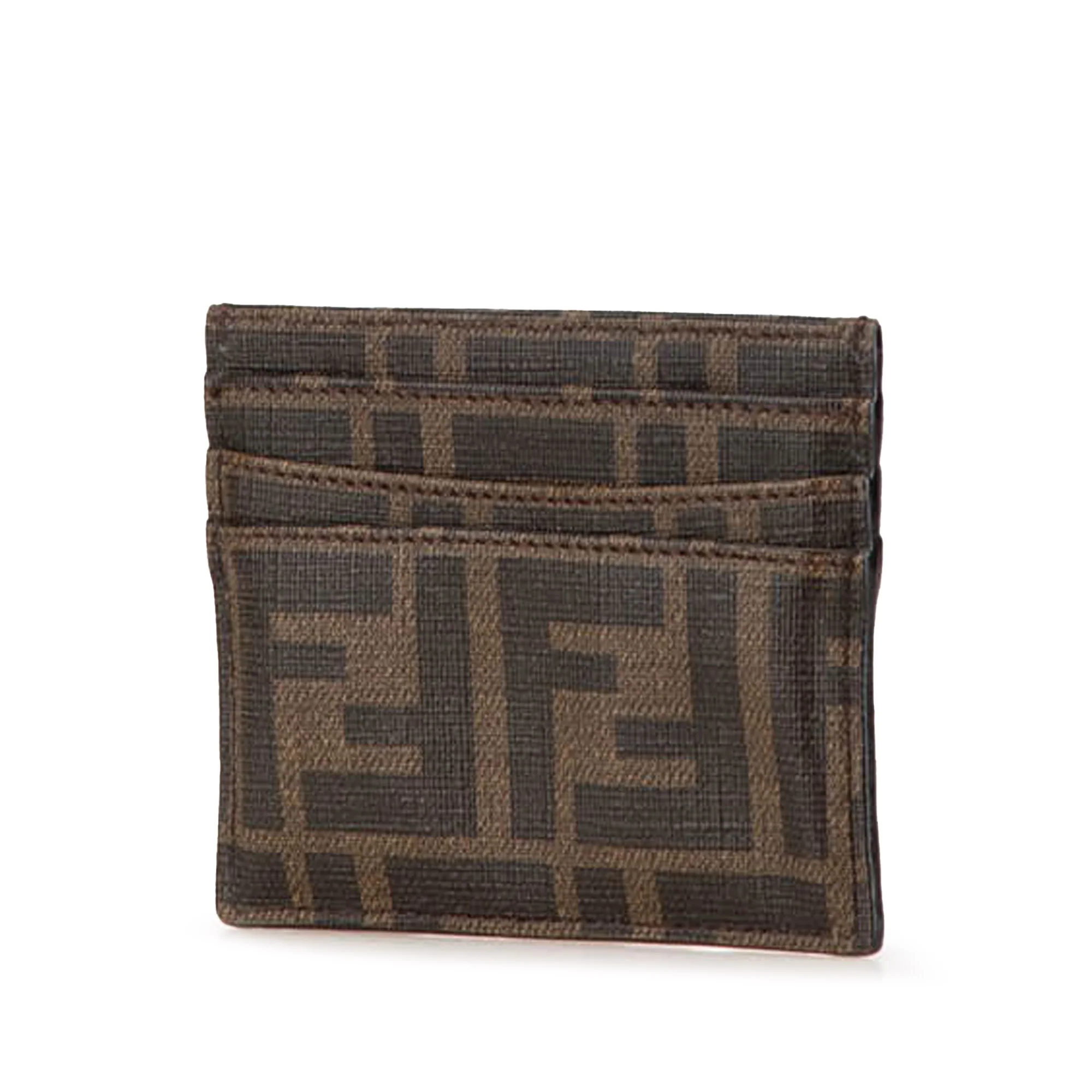 Fendi | Pre-Owned Glazed Fabric FF 1974 Roma Amor Card Holder | Brown - Image 2