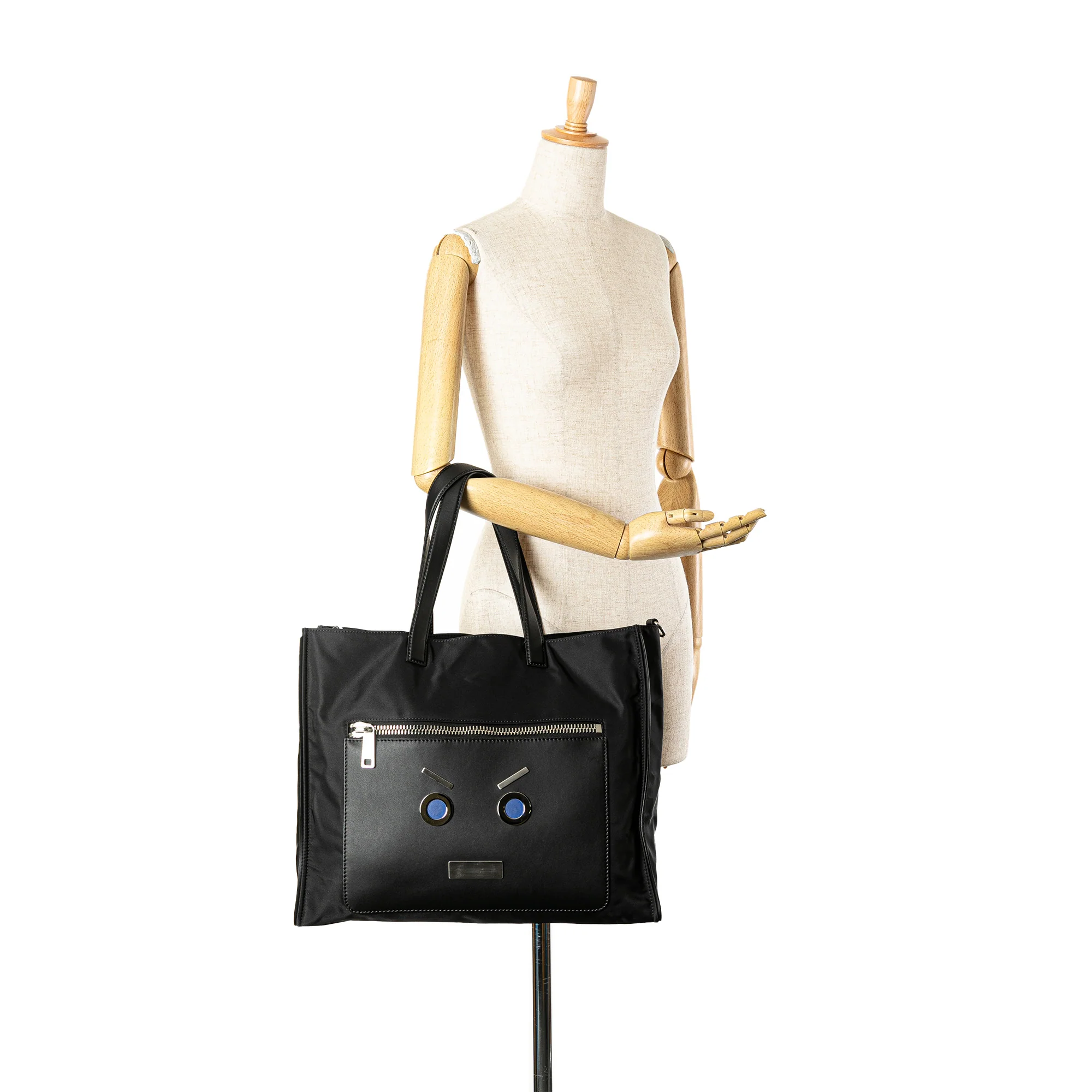 Fendi | Pre-Owned Large Nylon Faces Tote | Black - Image 7