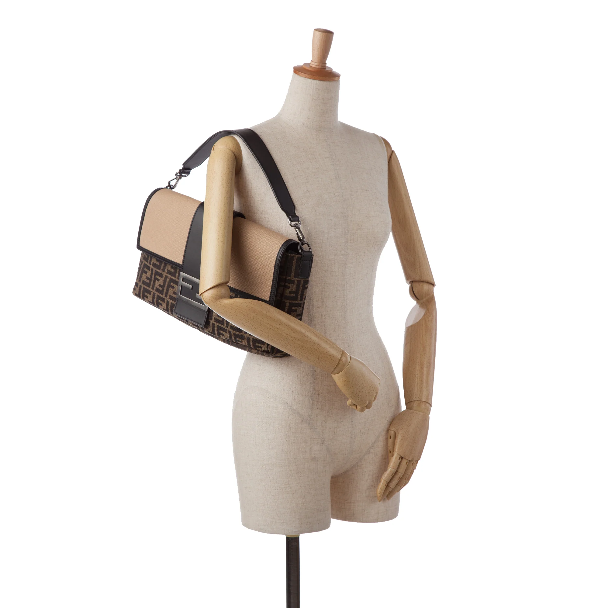 Fendi | Pre-Owned Large Zucca Canvas Convertible Belt Baguette | Brown - Image 12