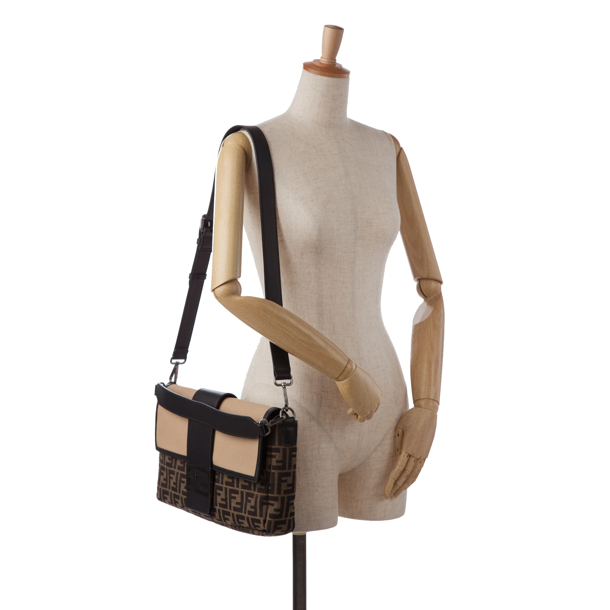 Fendi | Pre-Owned Large Zucca Canvas Convertible Belt Baguette | Brown - Image 3