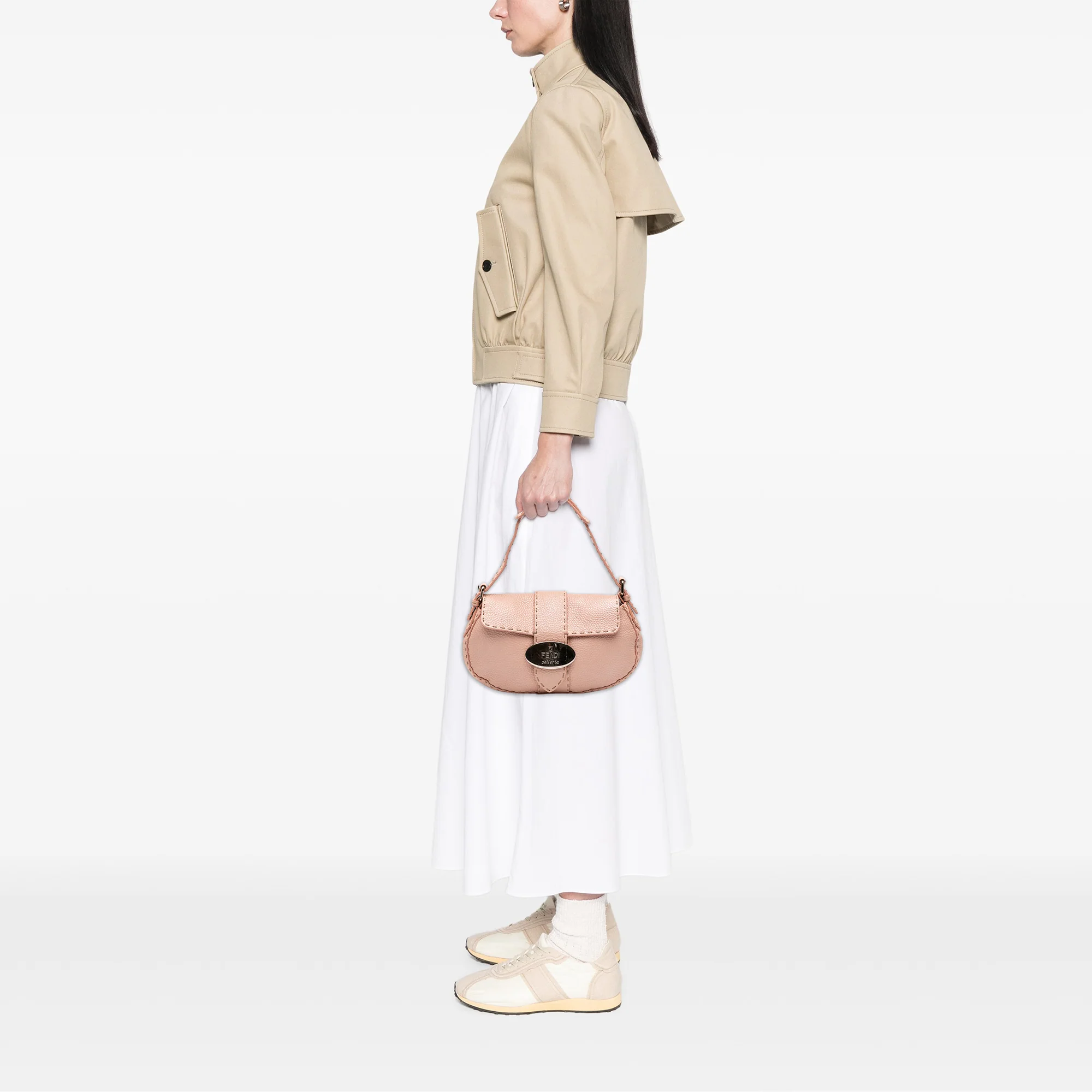 Fendi | Pre-Owned Leather Selleria Shoulder Bag | Pink - Image 9