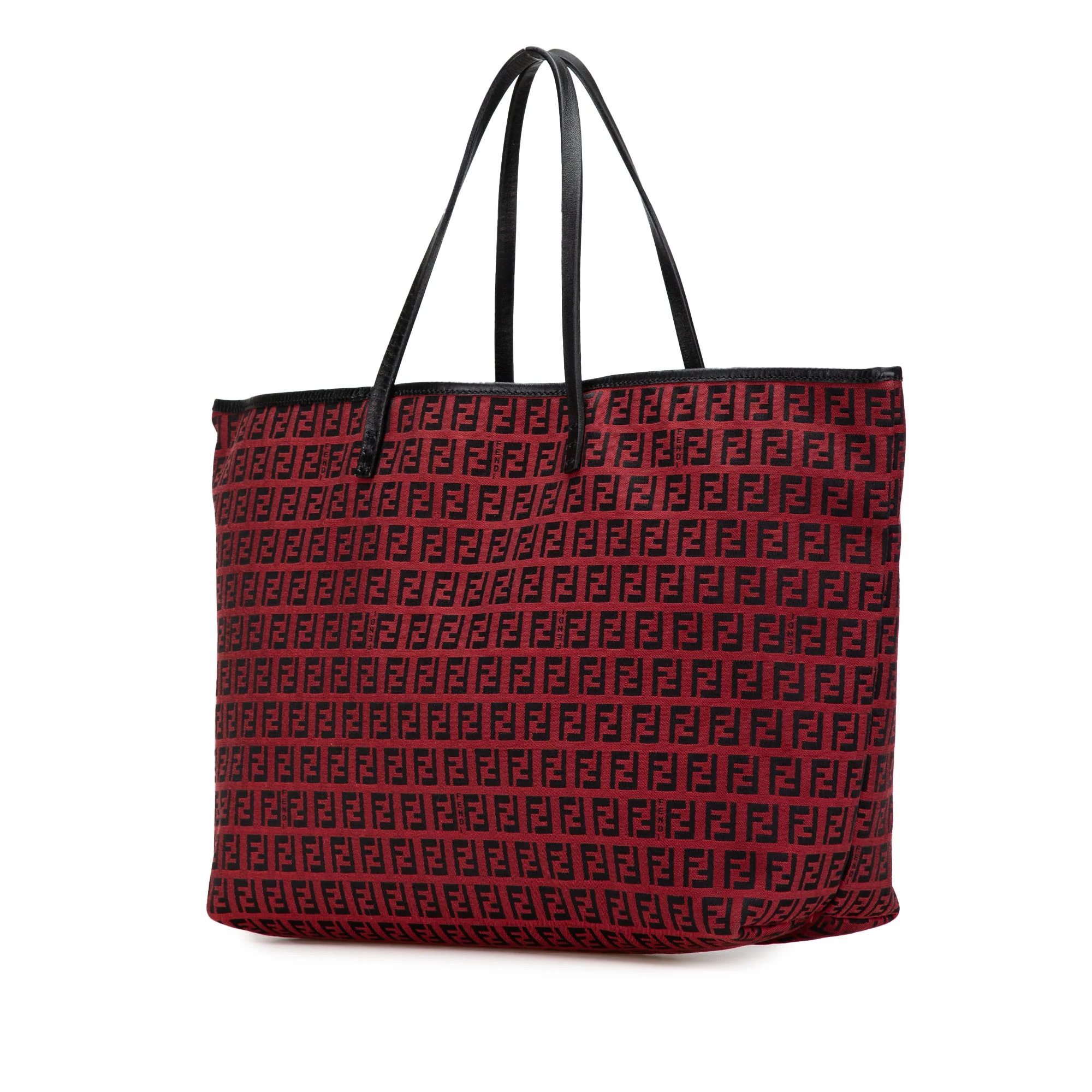 Fendi | Pre-Owned Medium Zucchino Canvas Roll Tote | Red/Dark Red - Image 4