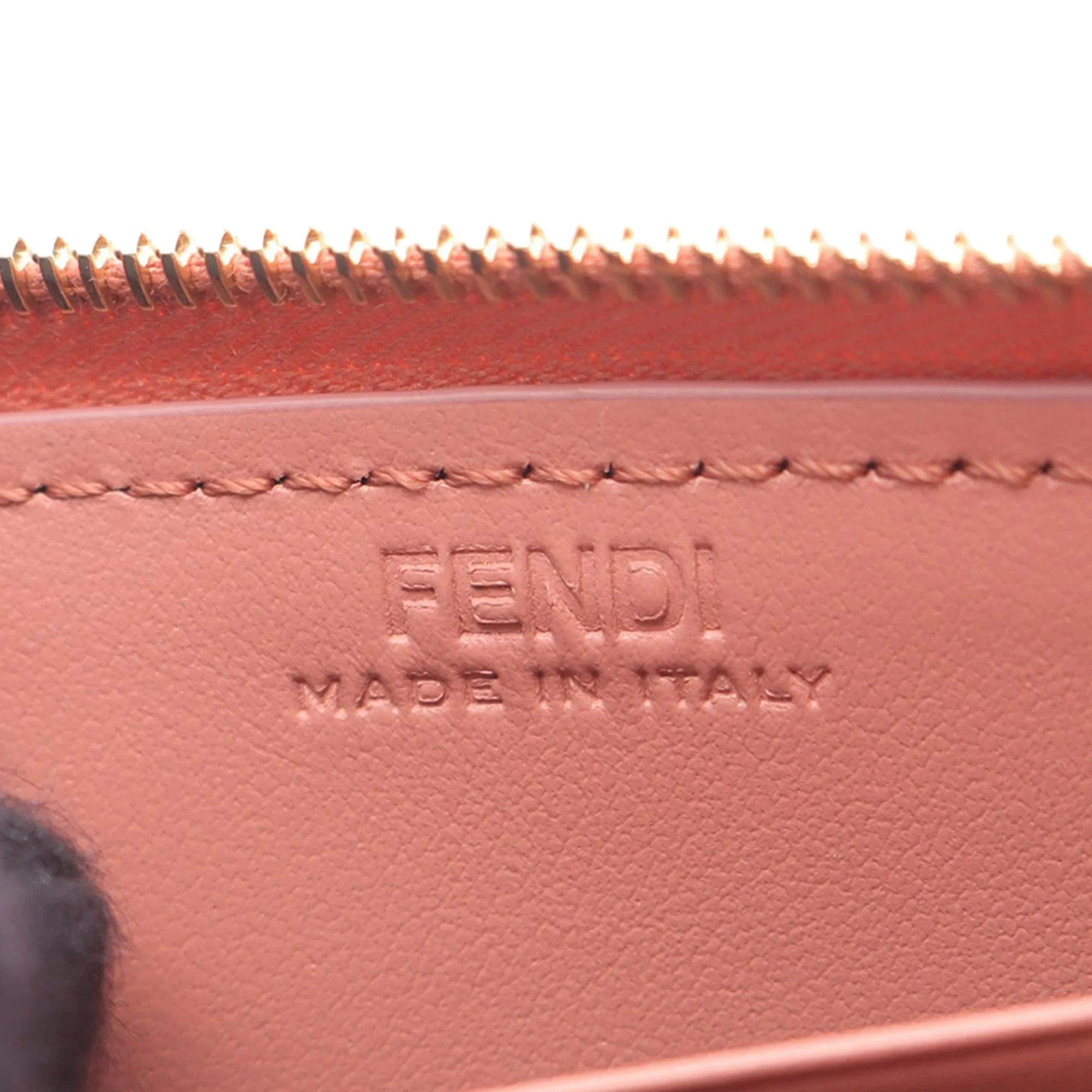 Fendi | Pre-Owned Mini Leather FF Diamond Zip Around Wallet | Pink - Image 4