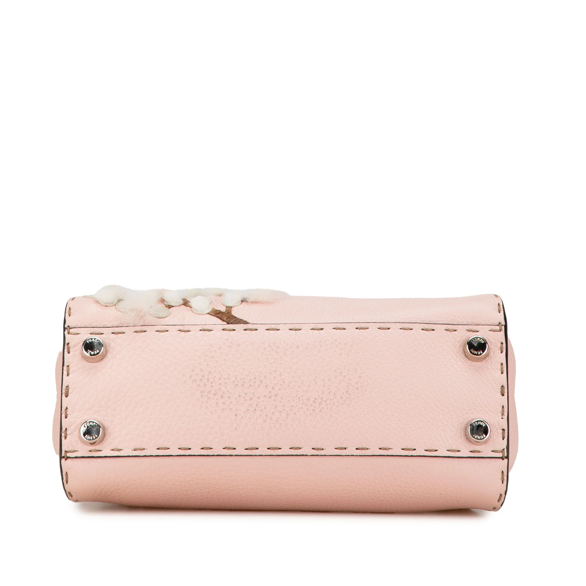Fendi | Pre-Owned Mini Leather Sakura Selleria Peekaboo Satchel | Pink/Light Pink - Image 3