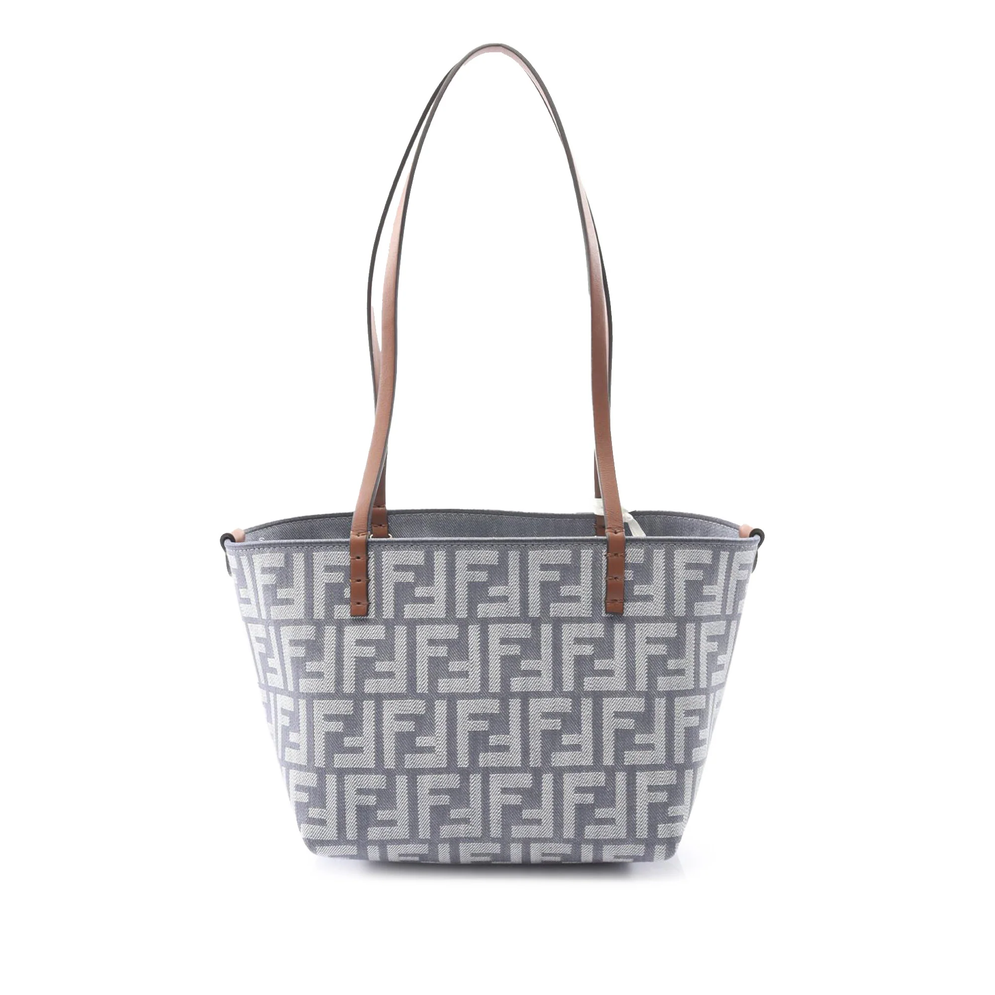 Fendi | Pre-Owned Small Denim Effect FF Jacquard Reversible Shopper Roll Tote | Blue/Denim