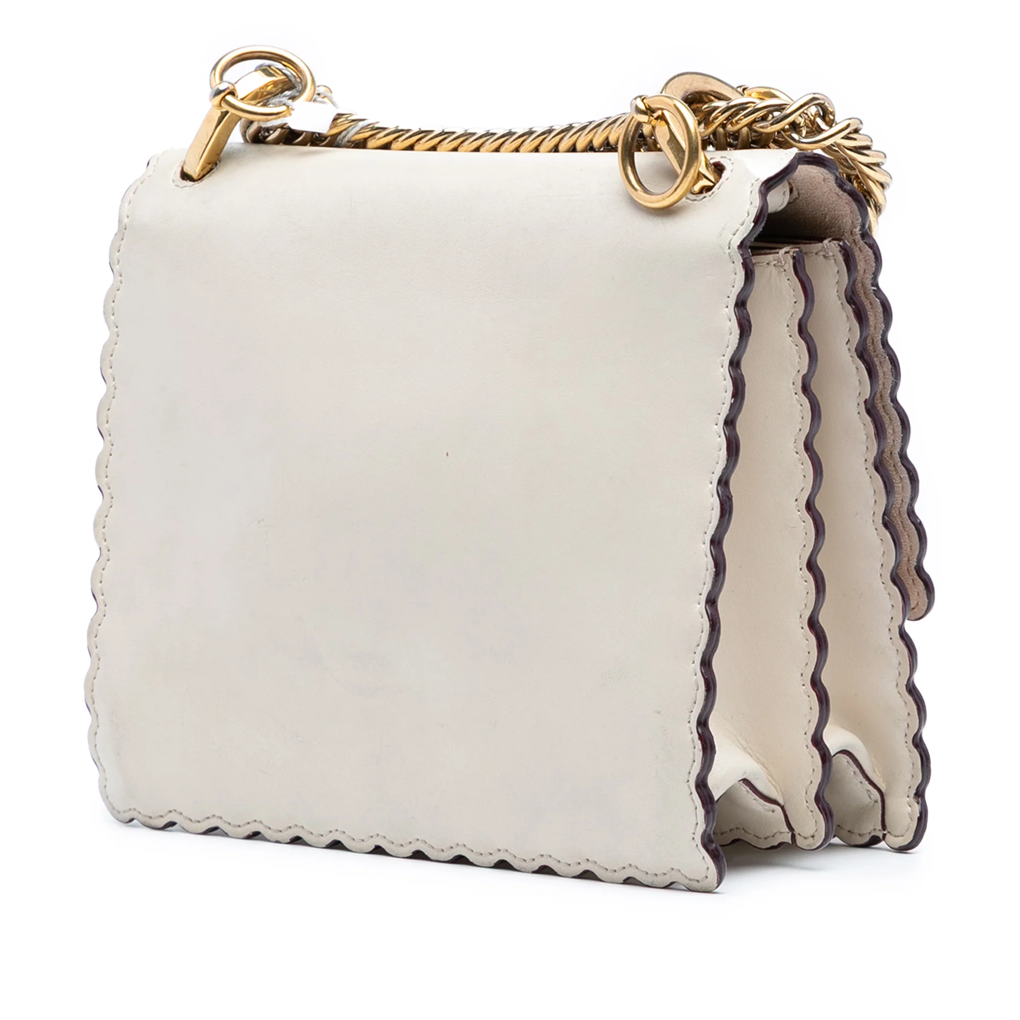 Fendi | Pre-Owned Small Scalloped Leather Kan I Crossbody | White/Off White - Image 2