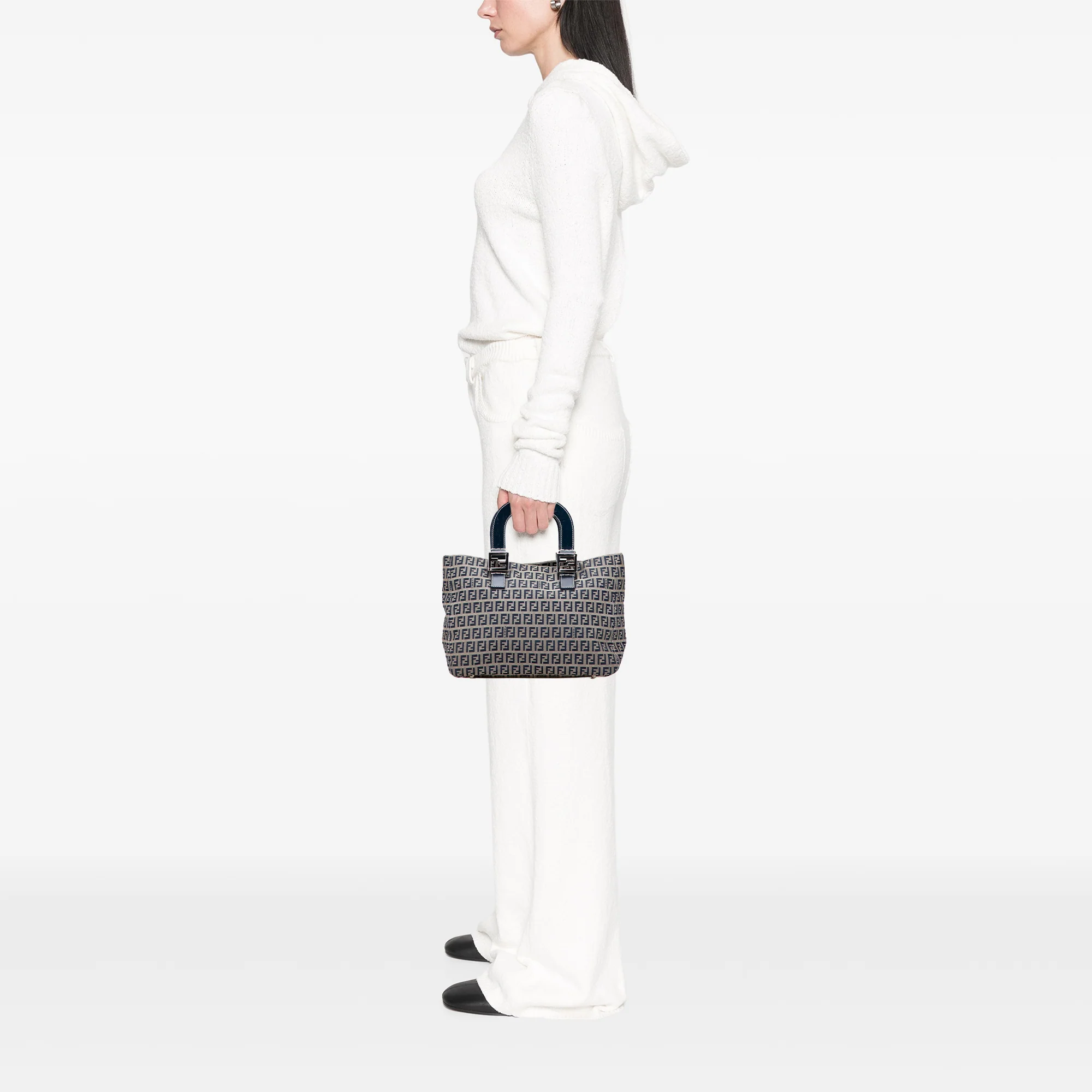 Fendi | Pre-Owned Small Zucchino Canvas Twins Tote | Gray - Image 3