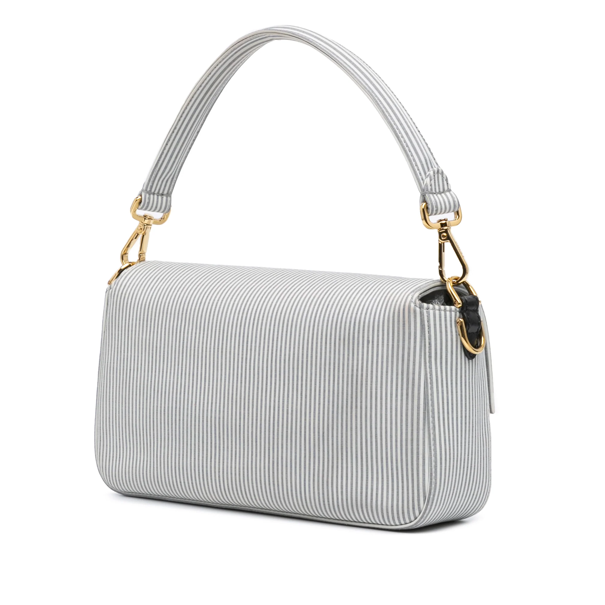Fendi | Pre-Owned Striped Jersey Baguette Satchel | White - Image 3