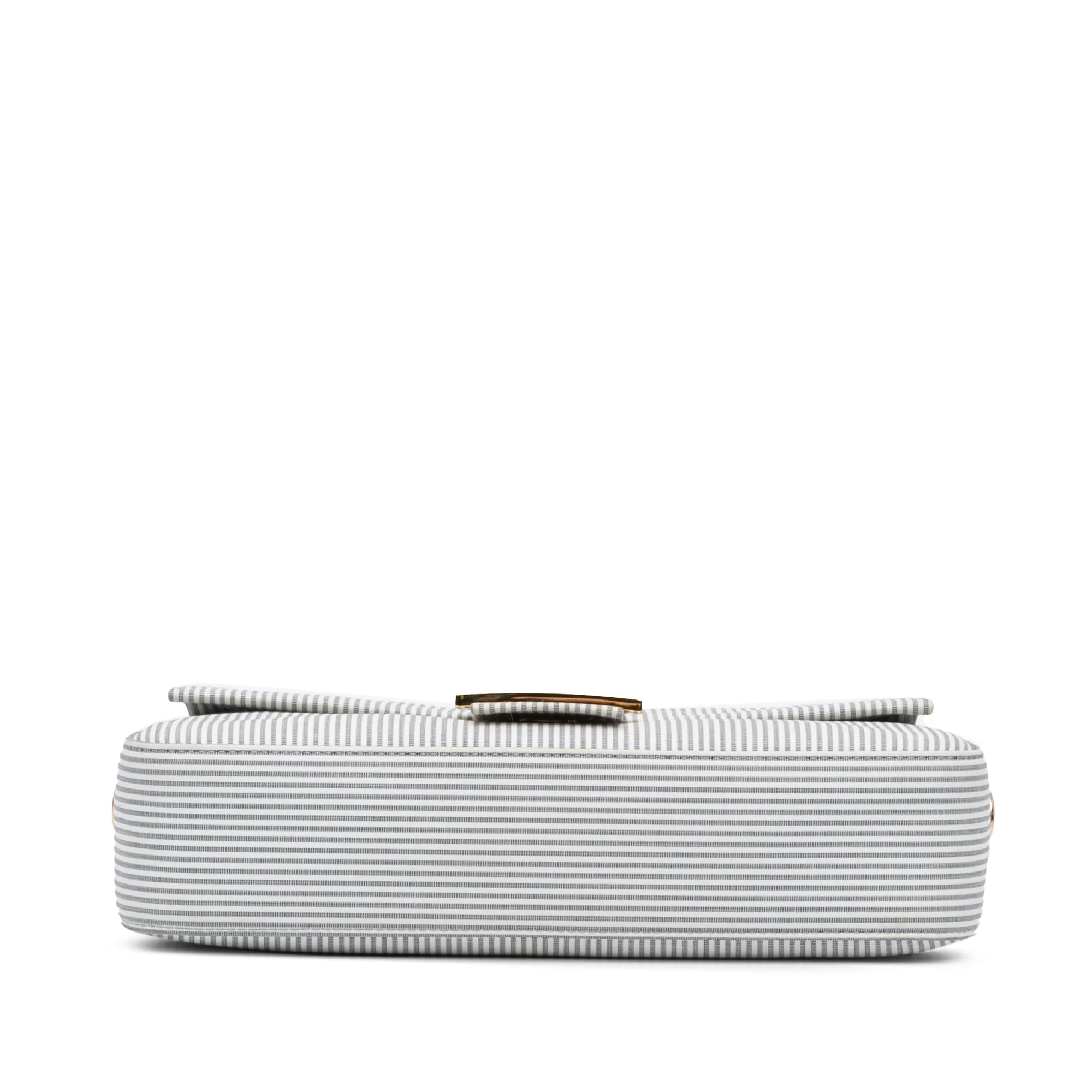 Fendi | Pre-Owned Striped Jersey Baguette Satchel | White - Image 4