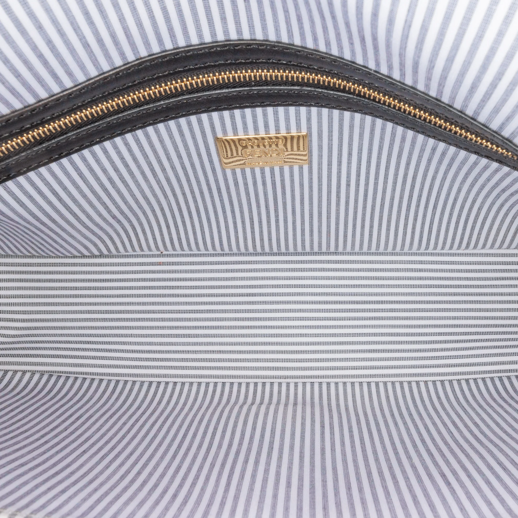 Fendi | Pre-Owned Striped Jersey Baguette Satchel | White - Image 5