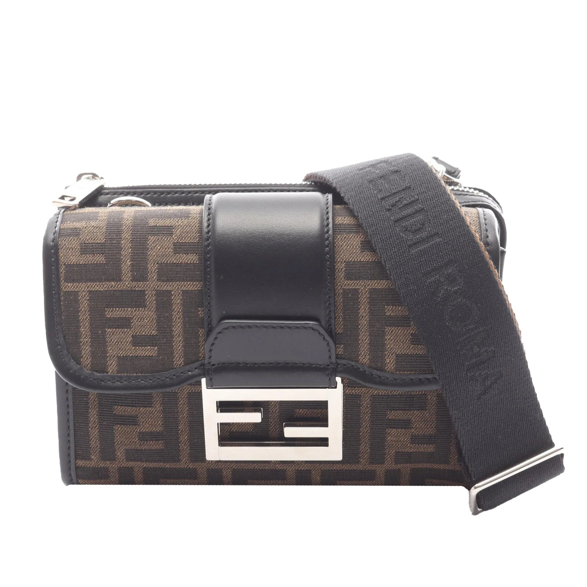 Fendi | Pre-Owned Zucca Canvas Double Baguette Crossbody | Brown